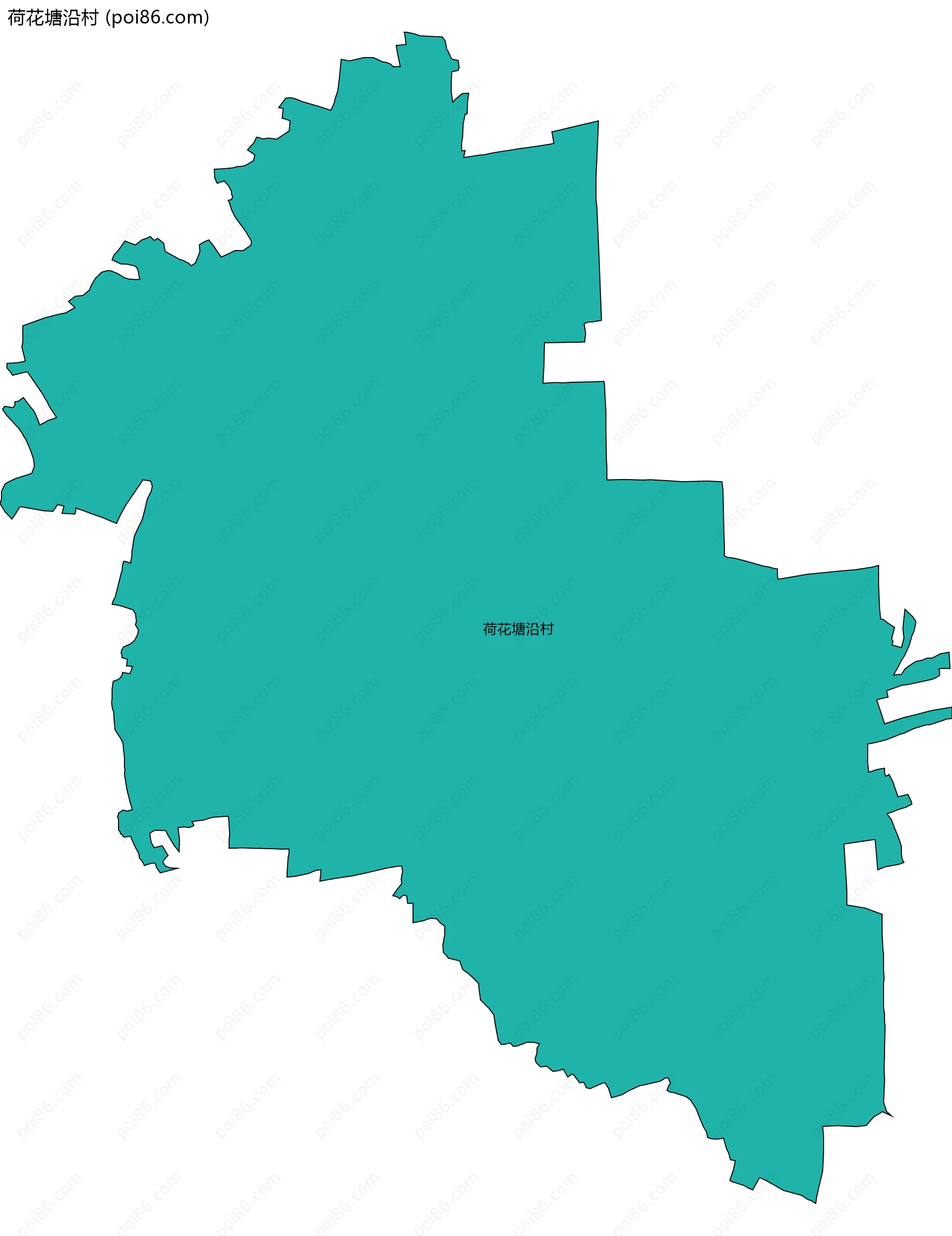 荷花塘沿村边界地图