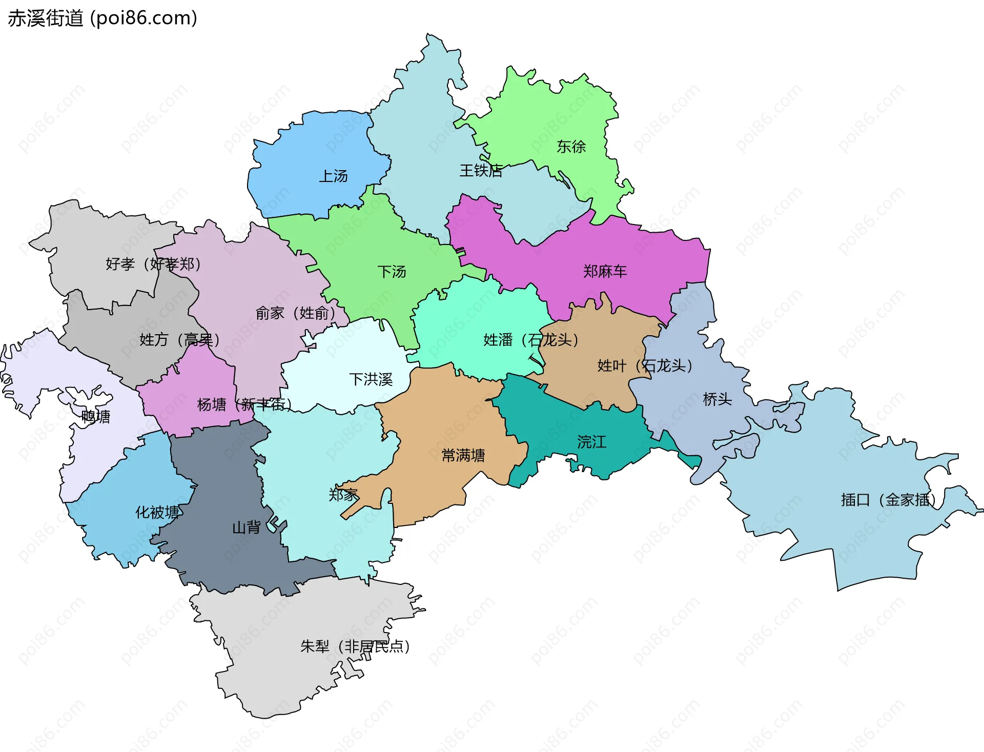 赤溪街道边界地图(五级行政区划)