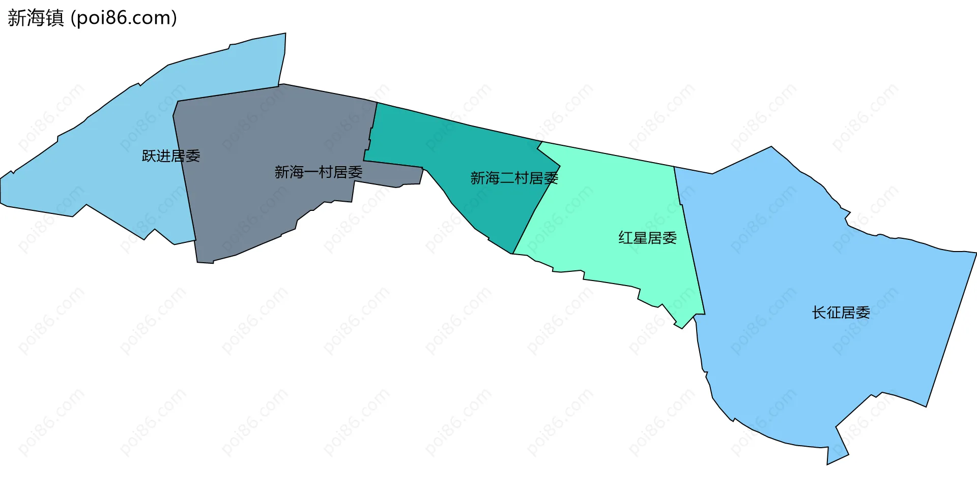 新海镇边界地图(五级行政区划)