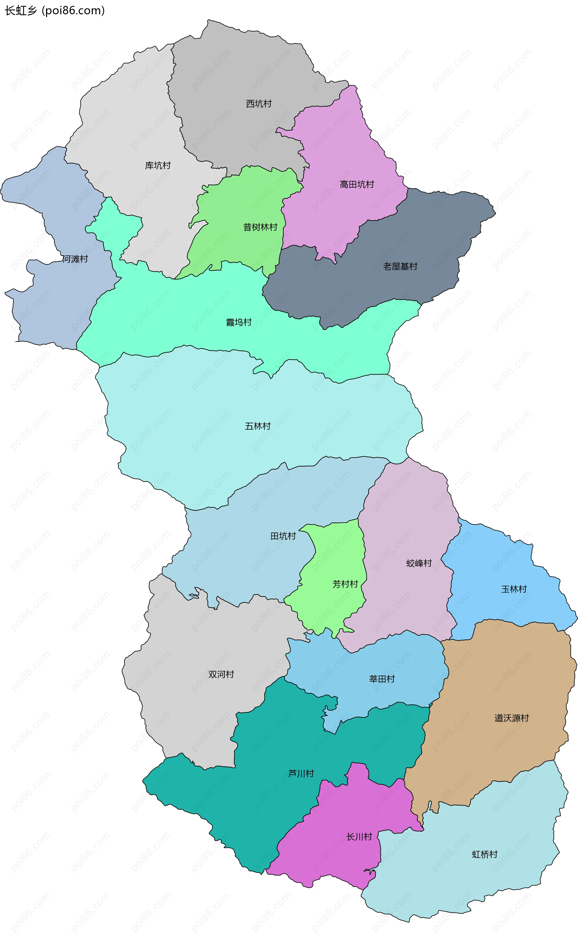 长虹乡边界地图(五级行政区划)