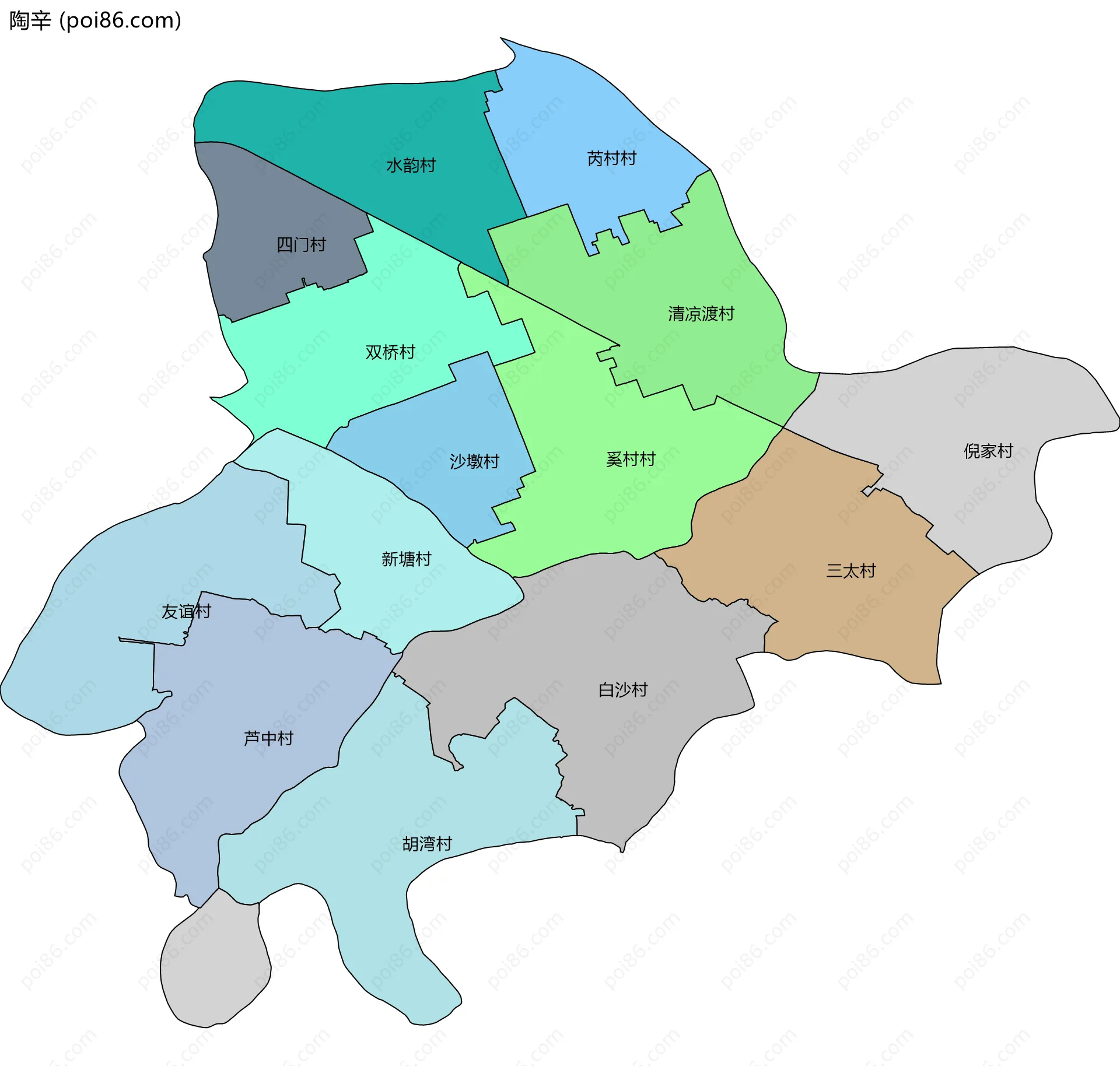 陶辛边界地图(五级行政区划)