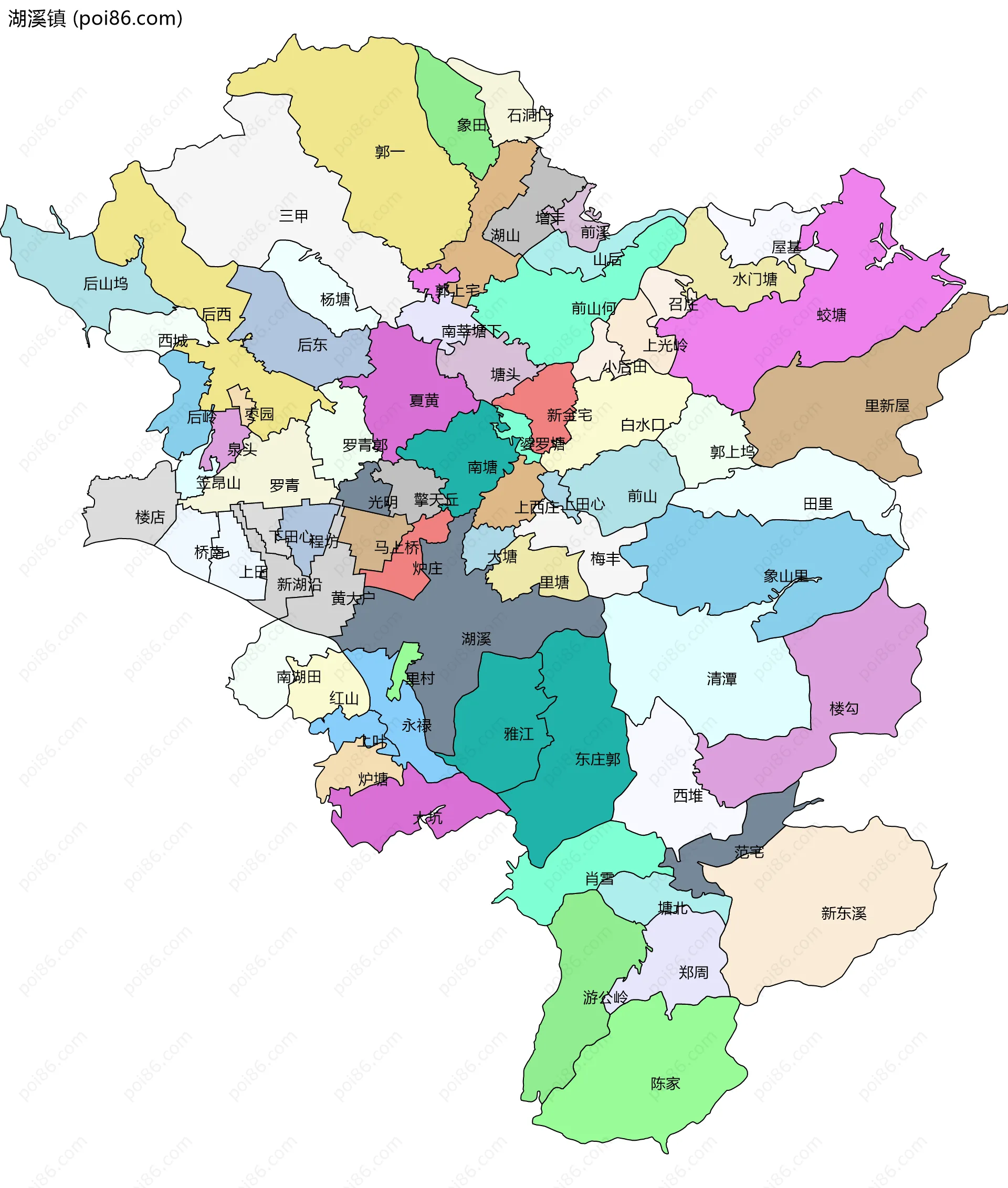 湖溪镇边界地图(五级行政区划)