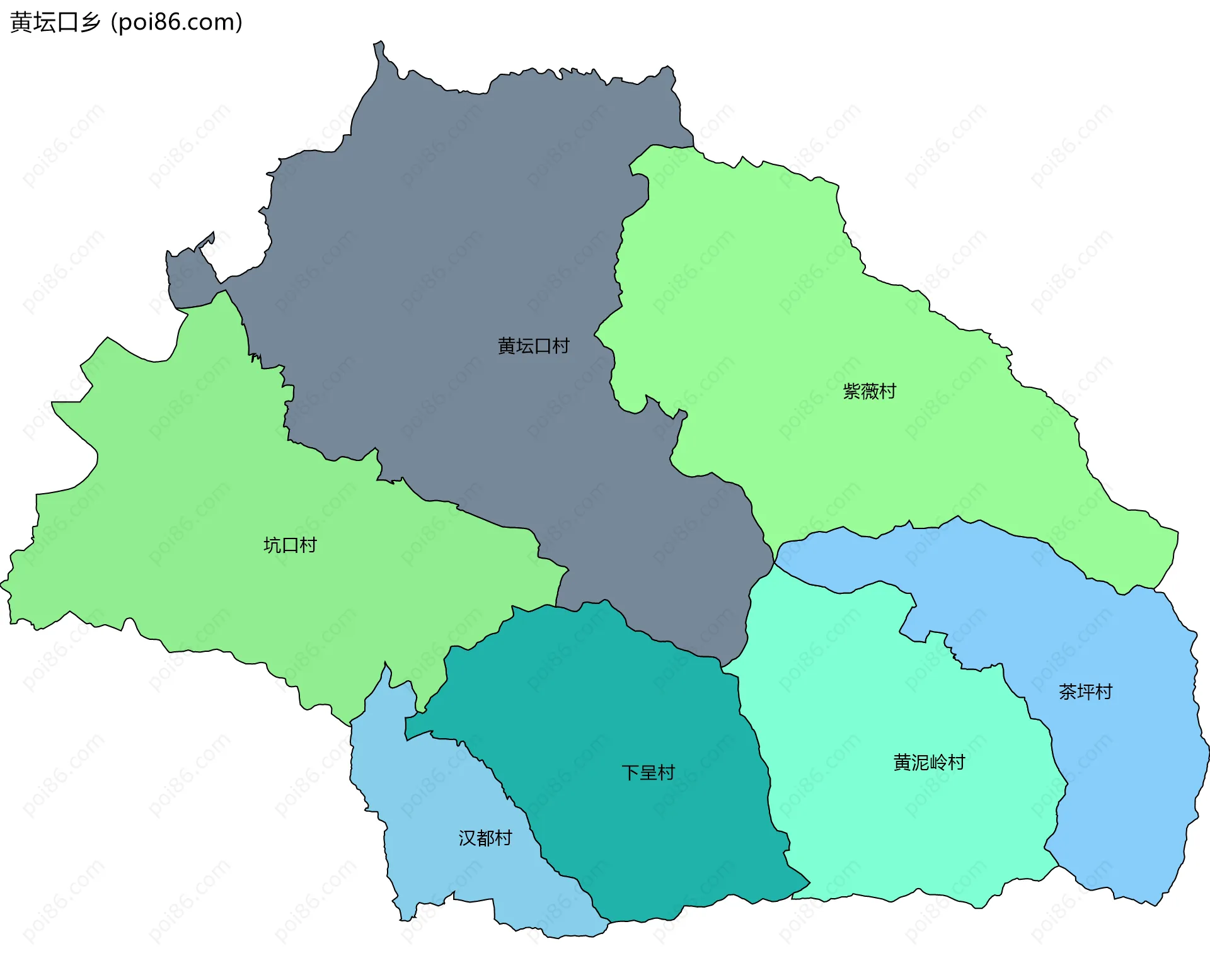 黄坛口乡边界地图(五级行政区划)