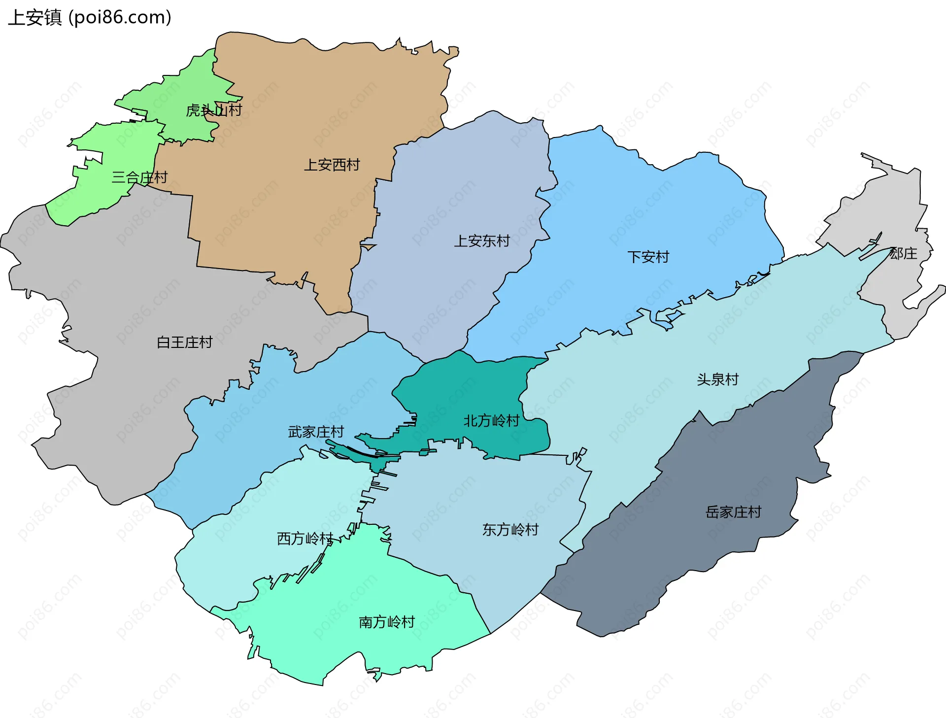 上安镇边界地图(五级行政区划)
