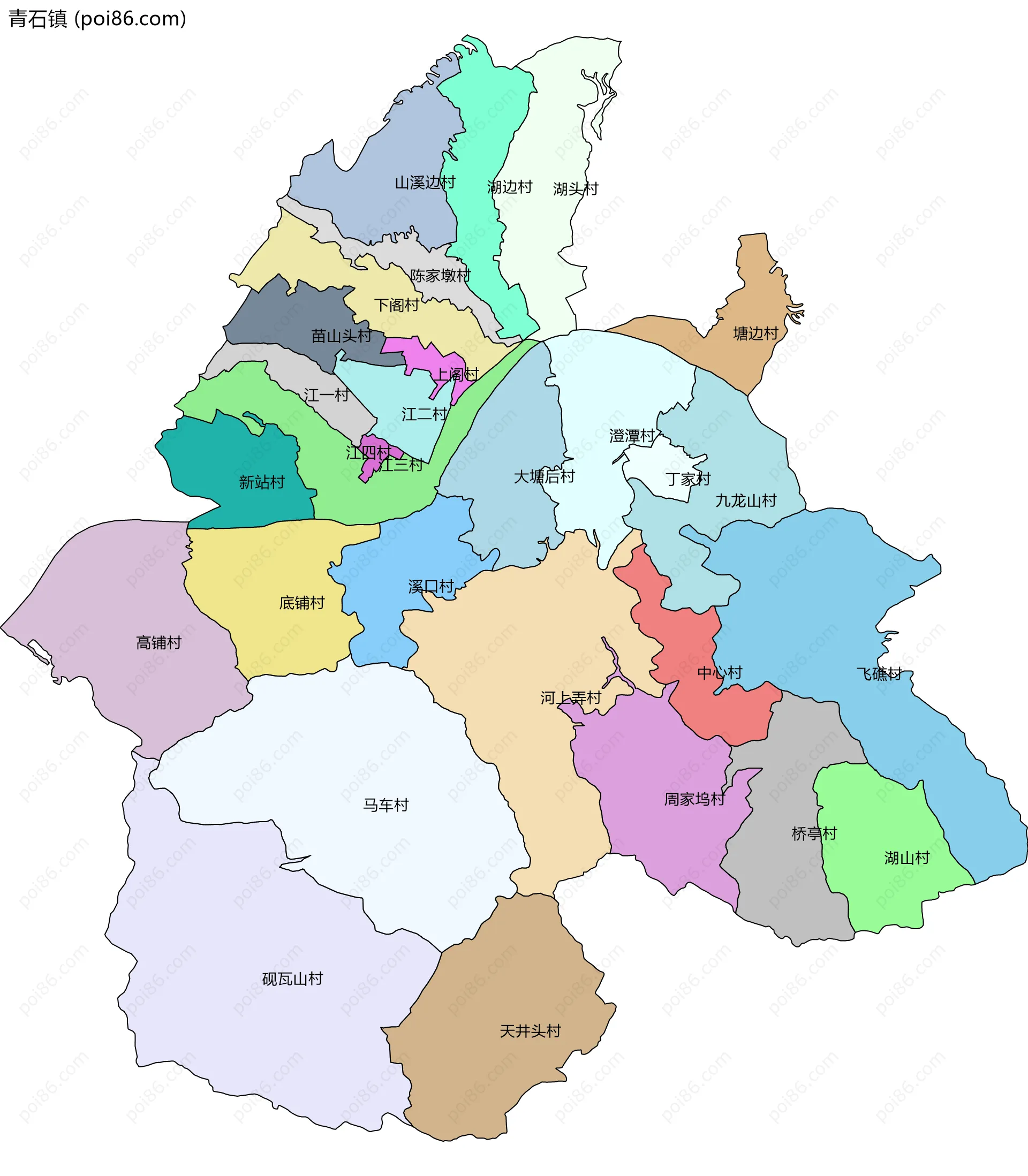 青石镇边界地图(五级行政区划)