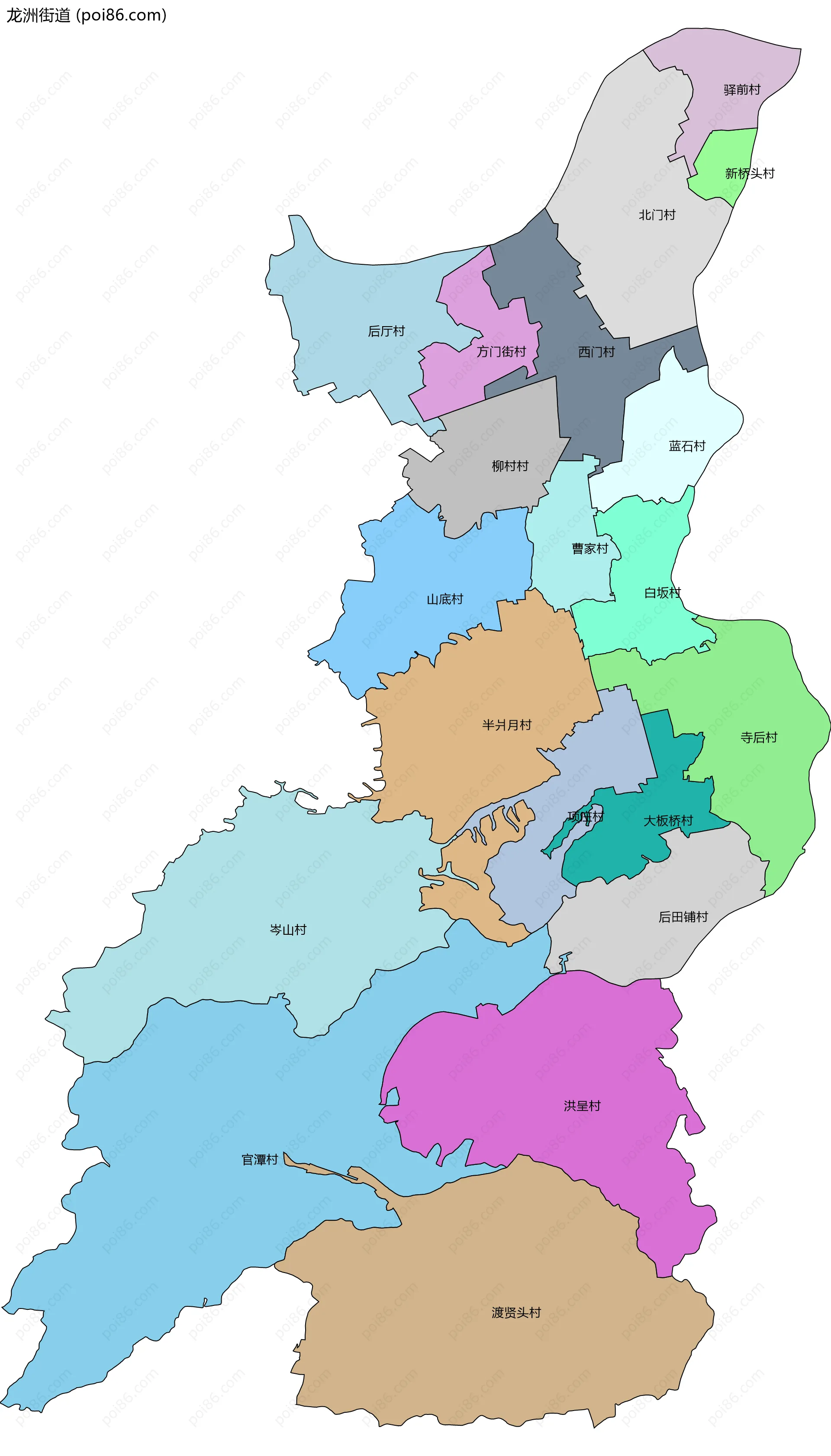 龙洲街道边界地图(五级行政区划)