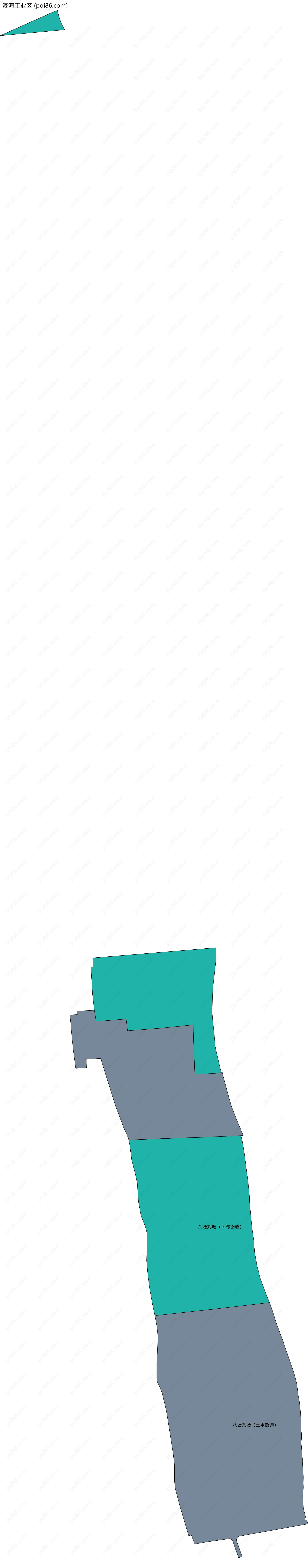 滨海工业区边界地图(五级行政区划)