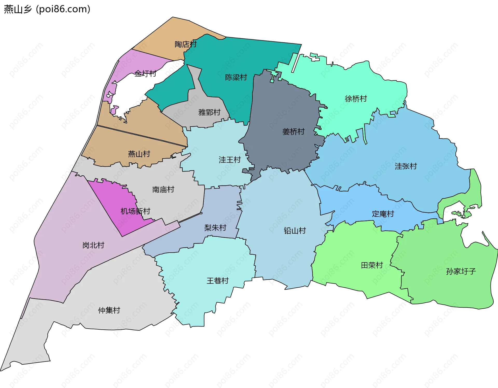 燕山乡边界地图(五级行政区划)
