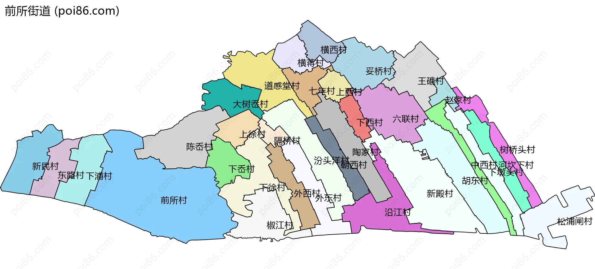 前所街道边界地图(五级行政区划)