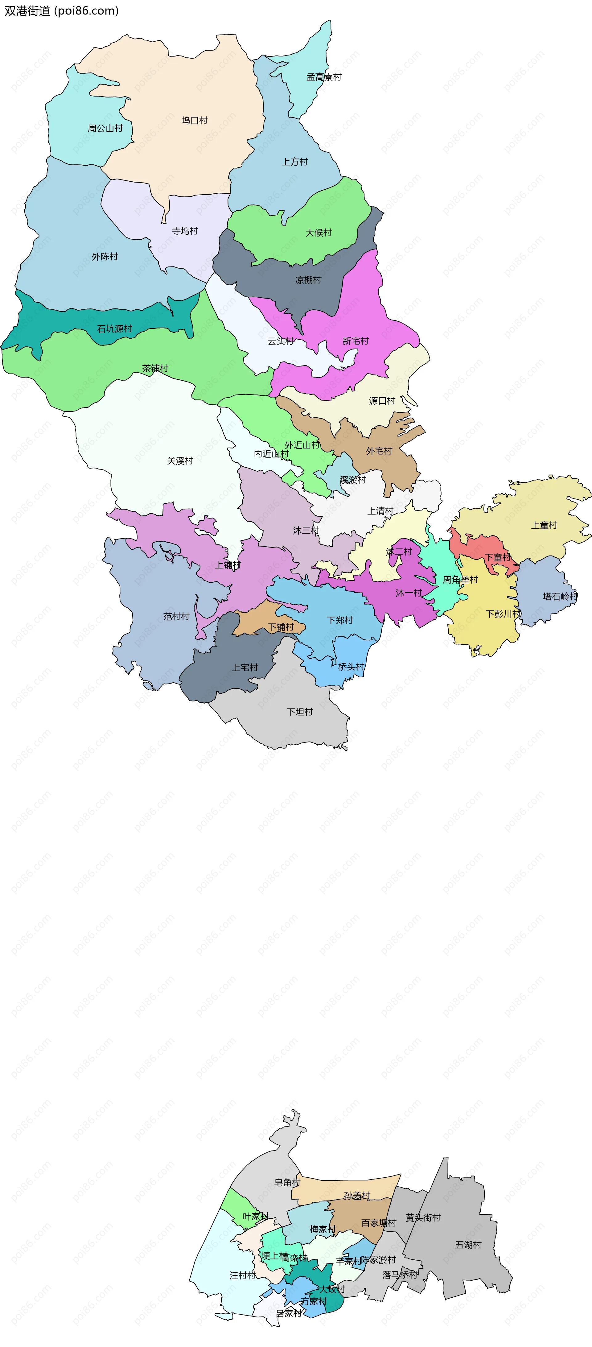 双港街道边界地图(五级行政区划)