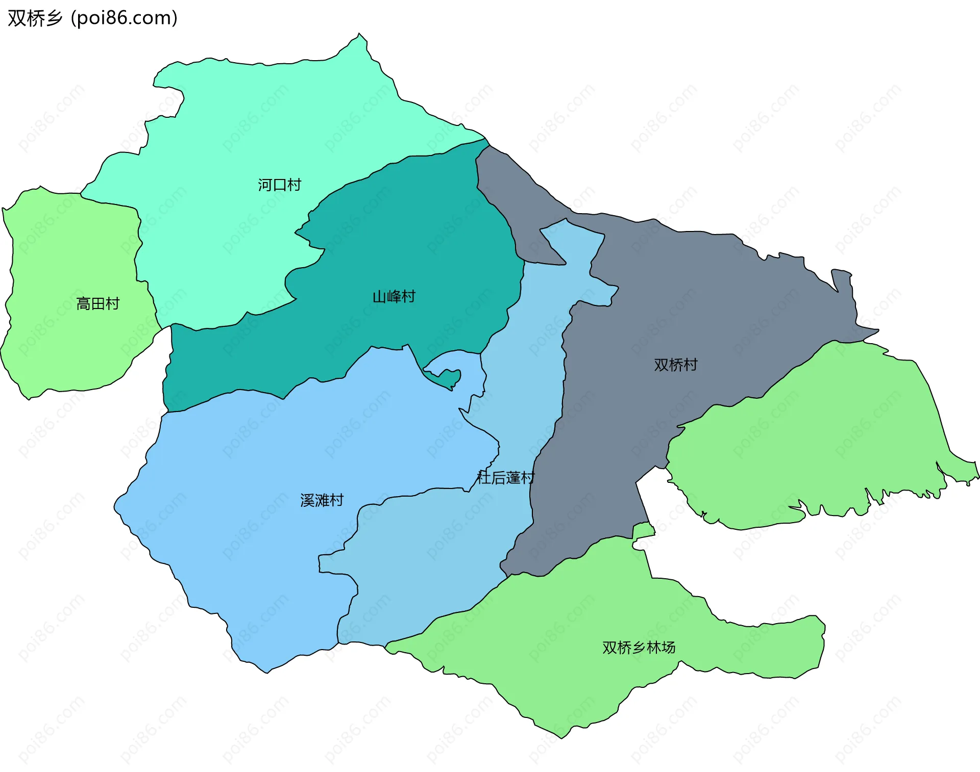双桥乡边界地图(五级行政区划)