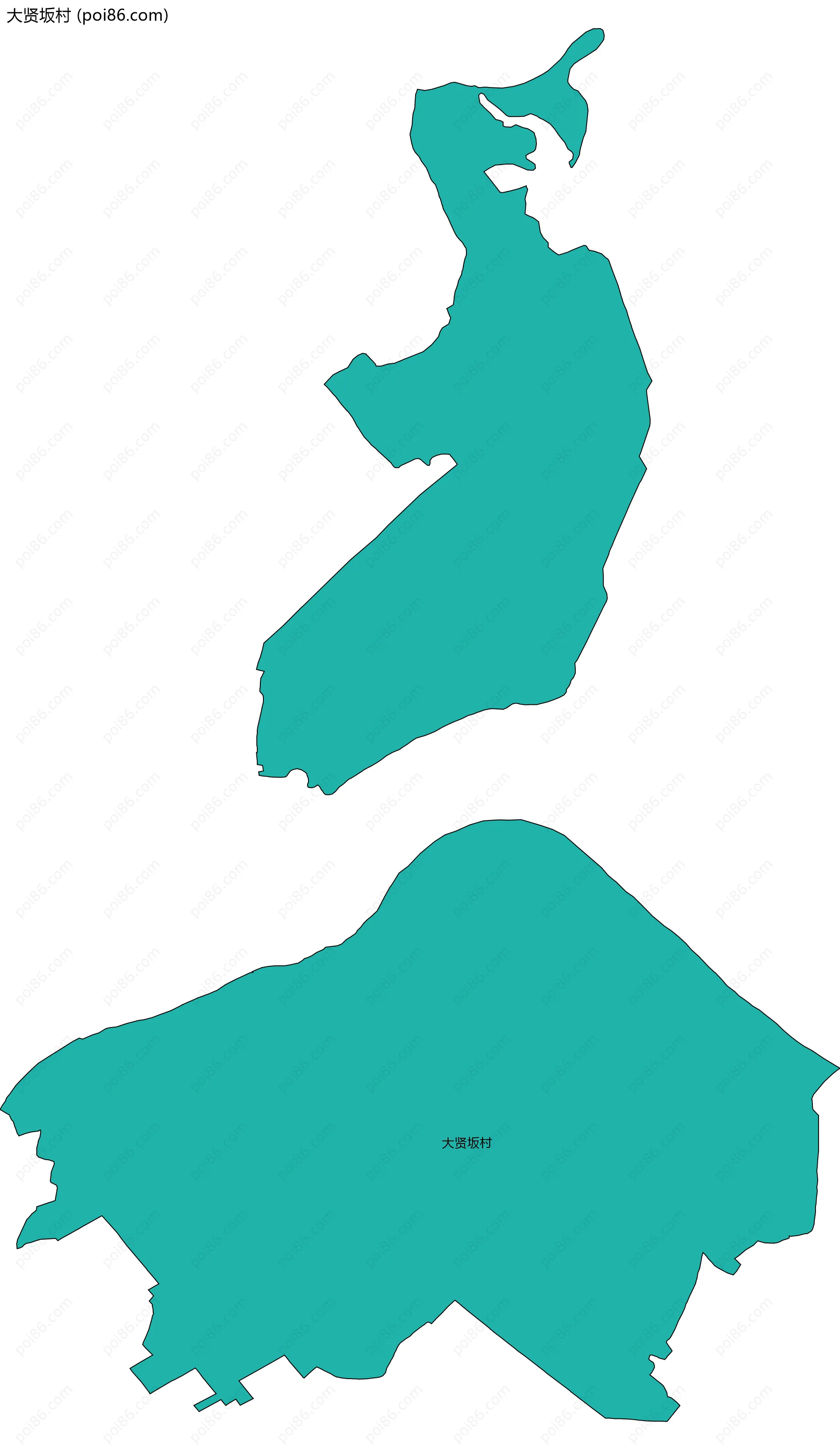 大贤坂村边界地图