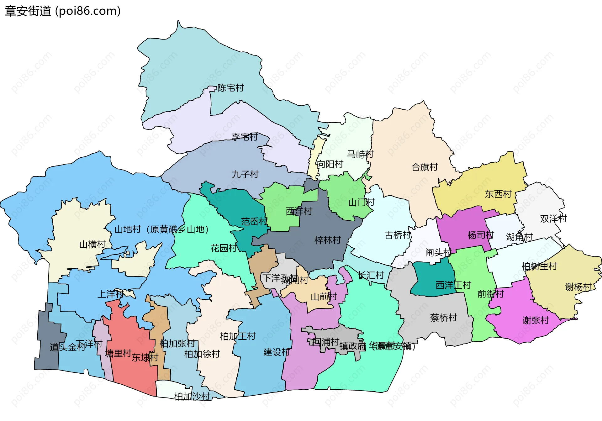 章安街道边界地图(五级行政区划)