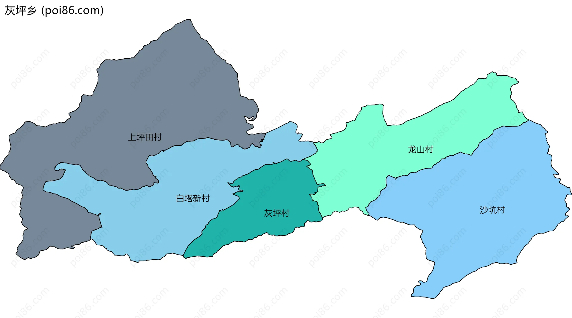 灰坪乡边界地图(五级行政区划)