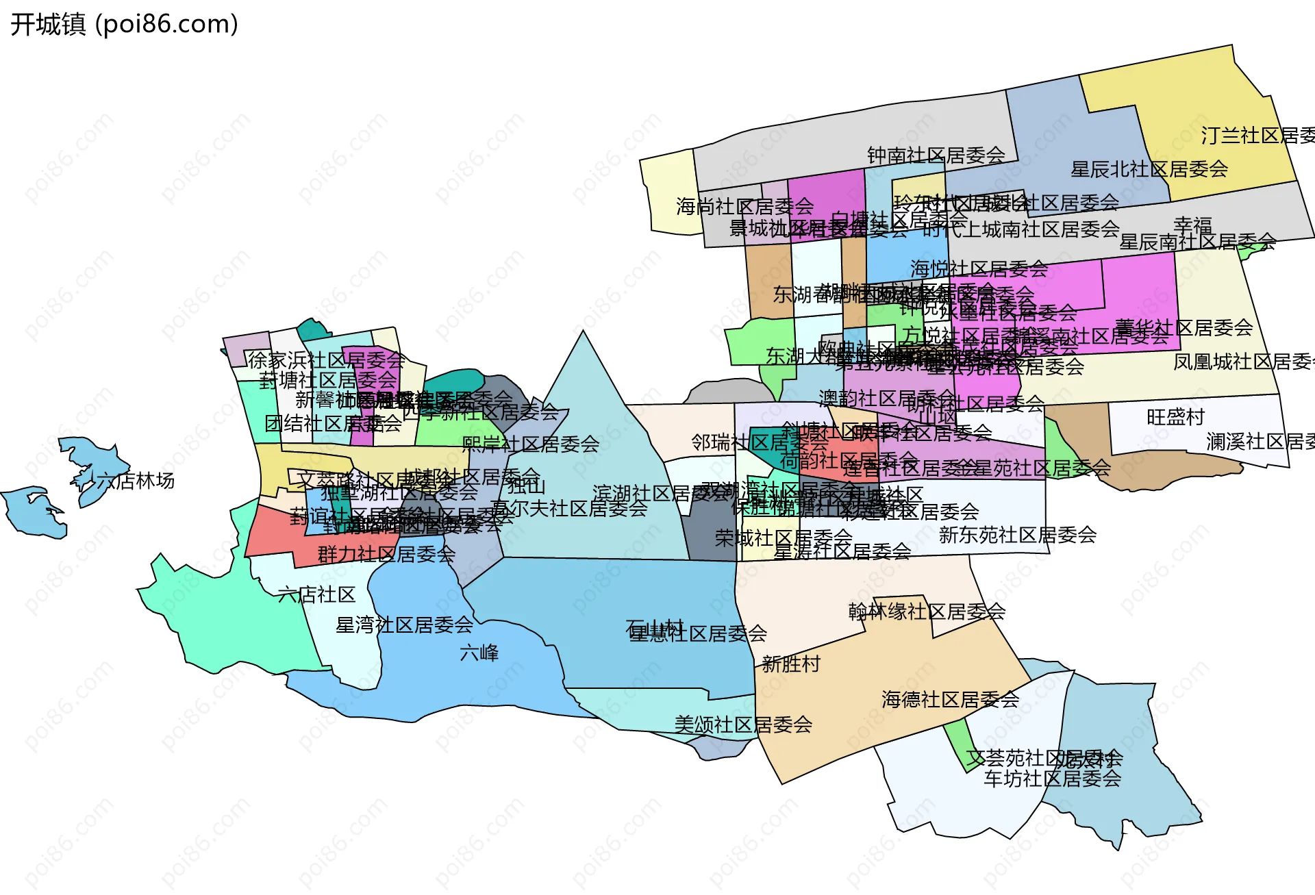 开城镇边界地图(五级行政区划)