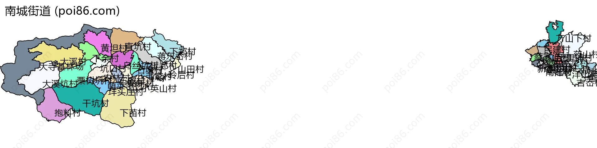 南城街道边界地图(五级行政区划)
