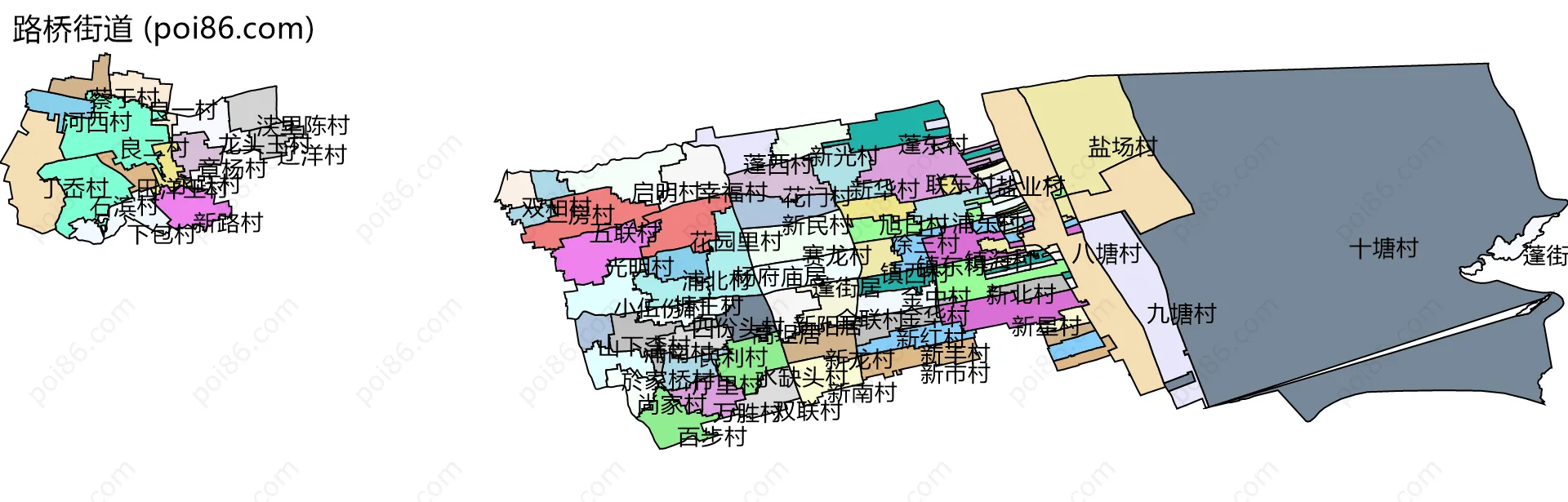 路桥街道边界地图(五级行政区划)