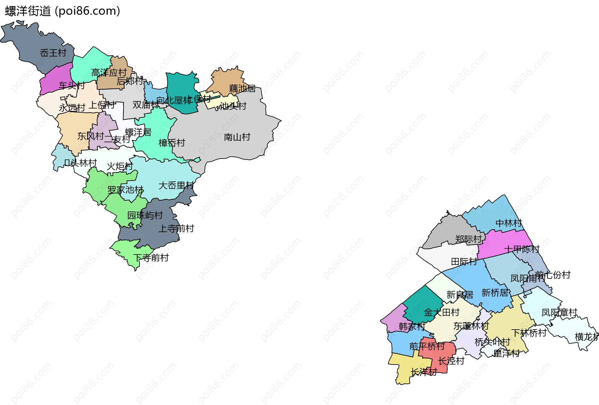螺洋街道边界地图(五级行政区划)