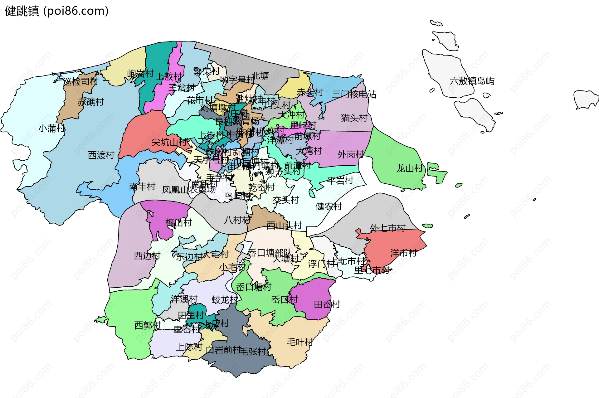 健跳镇边界地图(五级行政区划)
