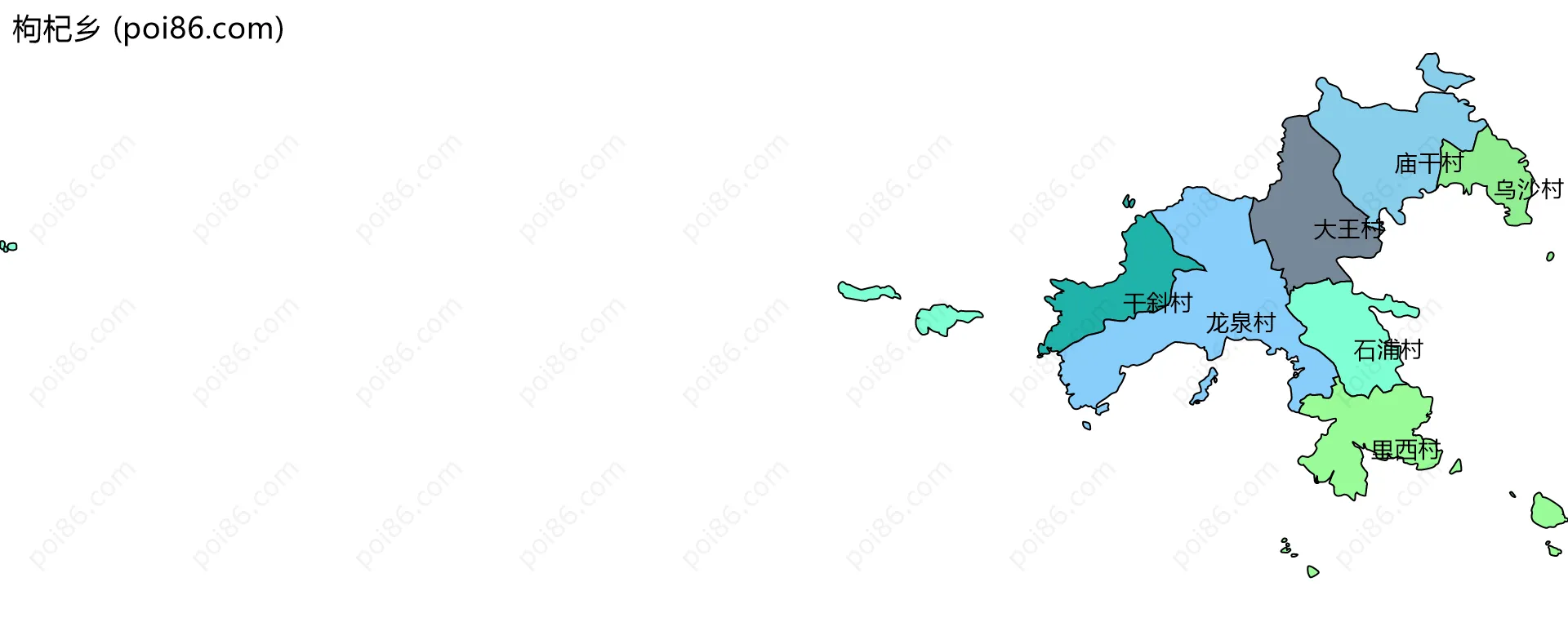 枸杞乡边界地图(五级行政区划)