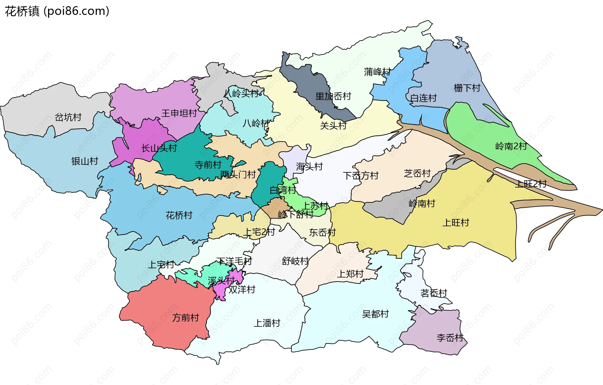 花桥镇边界地图(五级行政区划)