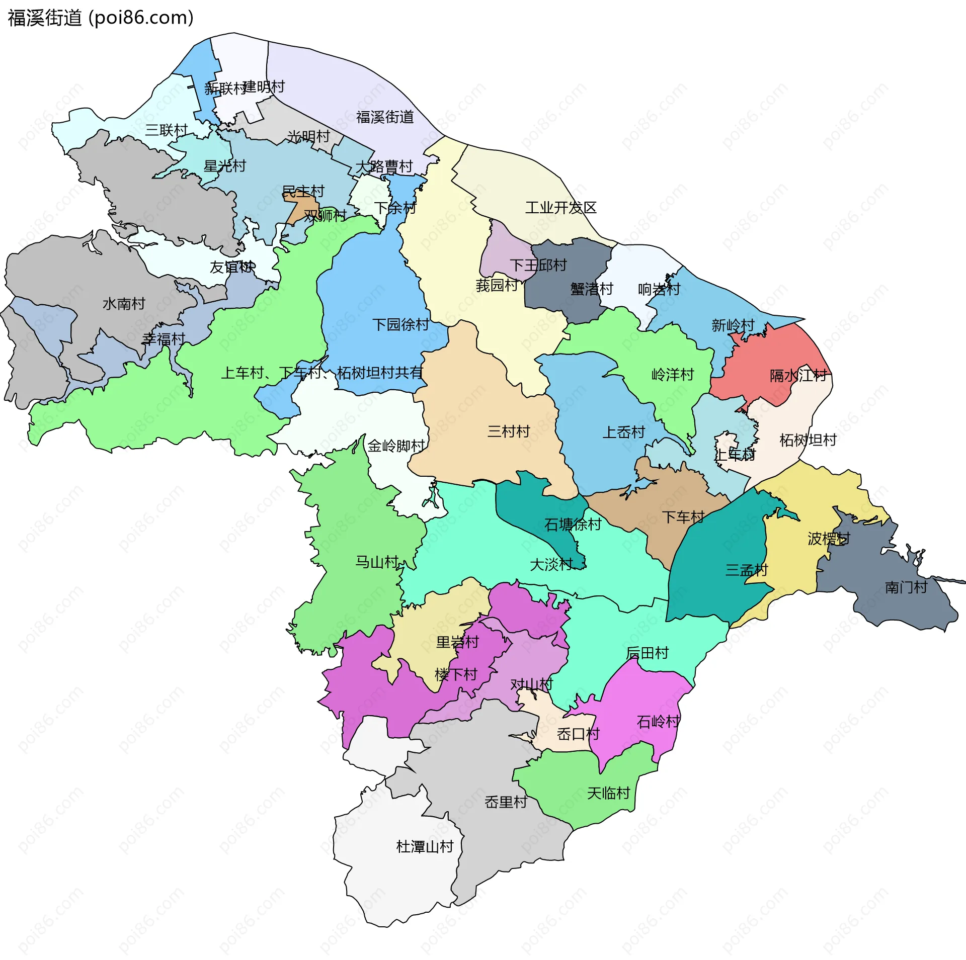 福溪街道边界地图(五级行政区划)