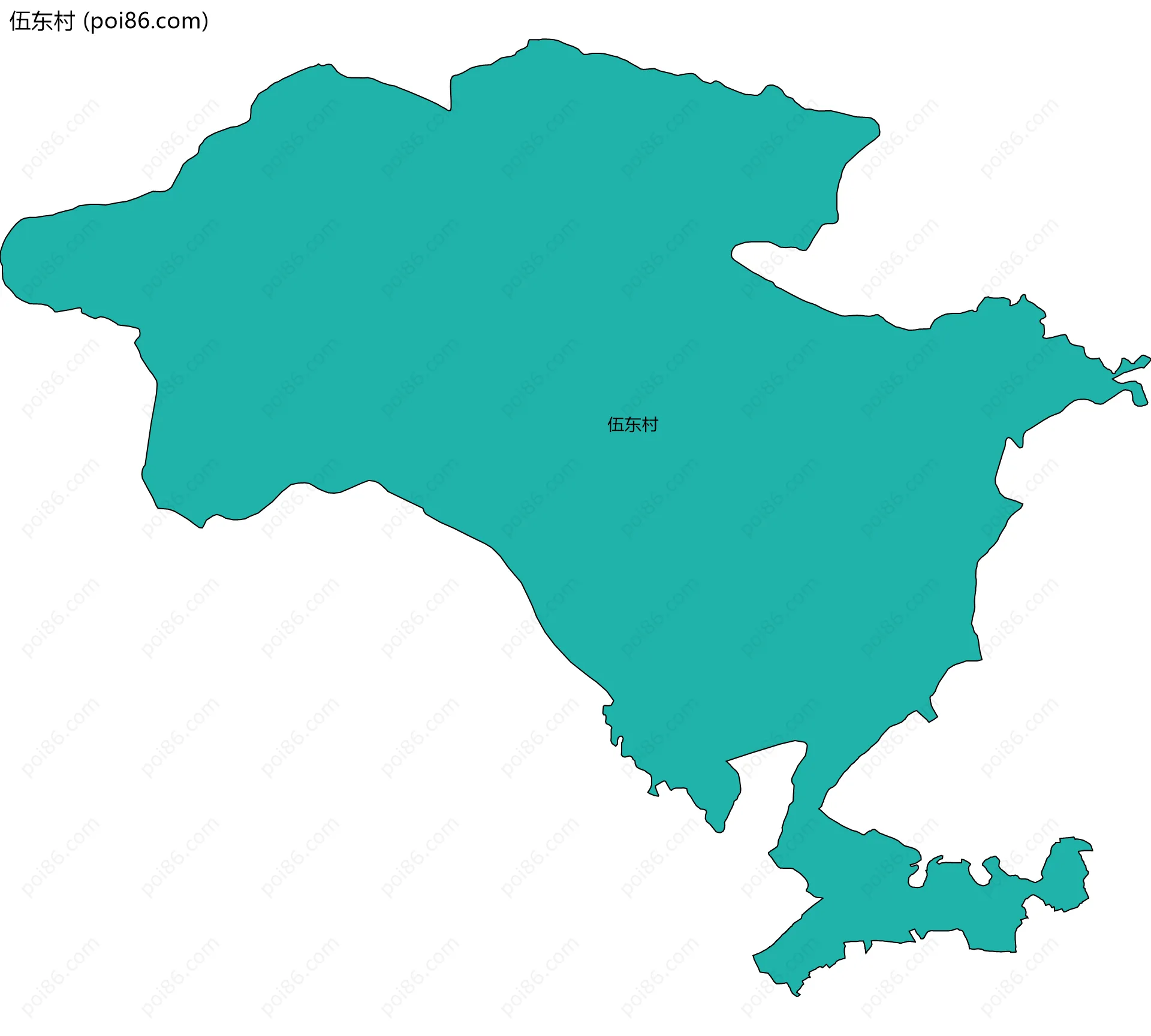 伍东村边界地图