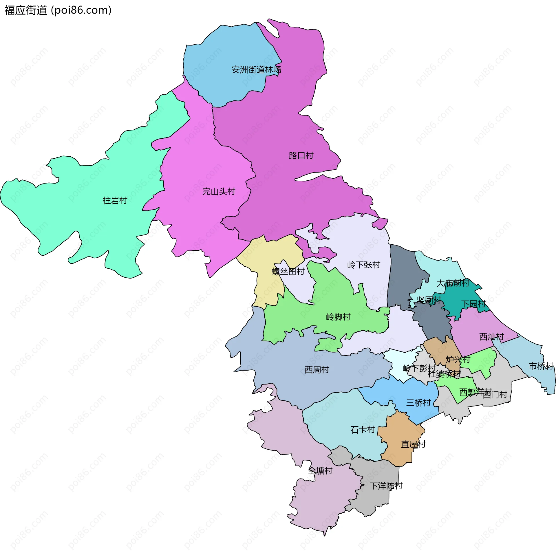 福应街道边界地图(五级行政区划)