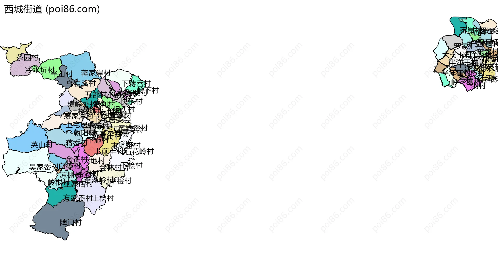 西城街道边界地图(五级行政区划)