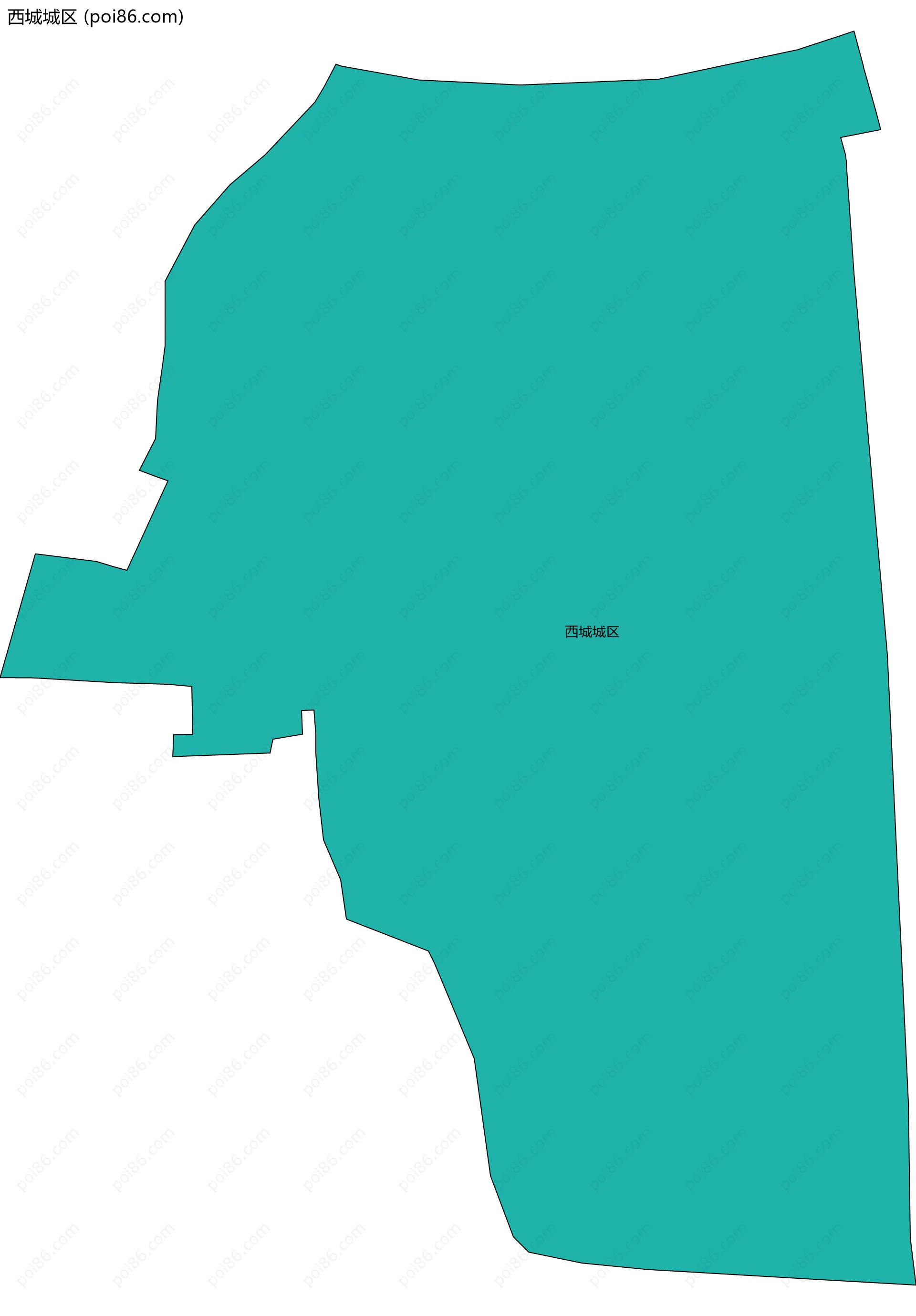西城城区边界地图