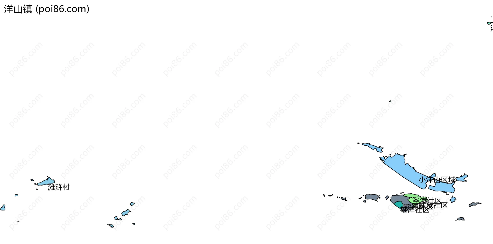 洋山镇边界地图(五级行政区划)