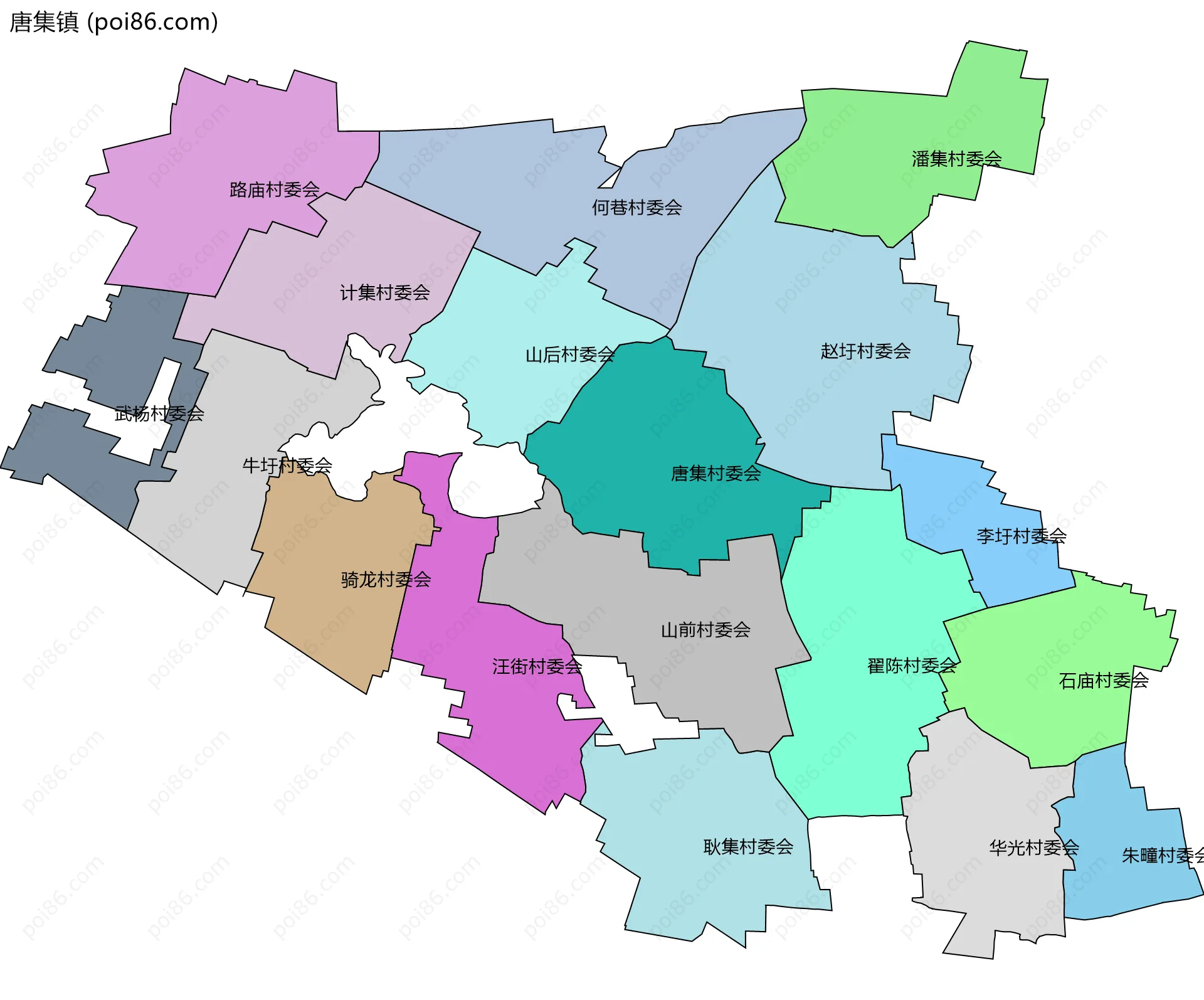 唐集镇边界地图(五级行政区划)
