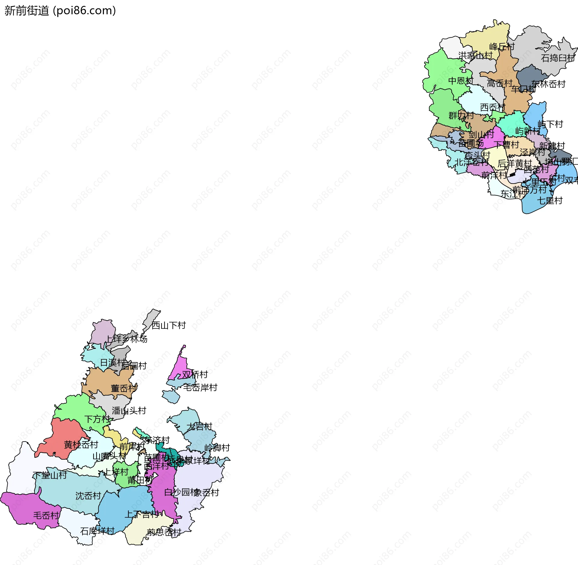 新前街道边界地图(五级行政区划)