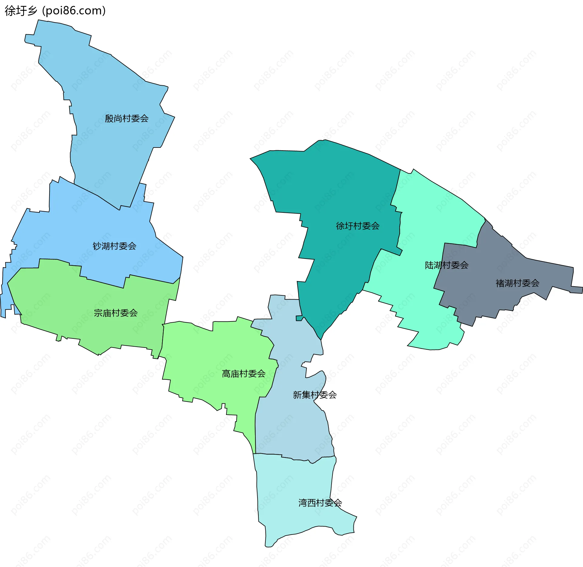 徐圩乡边界地图(五级行政区划)
