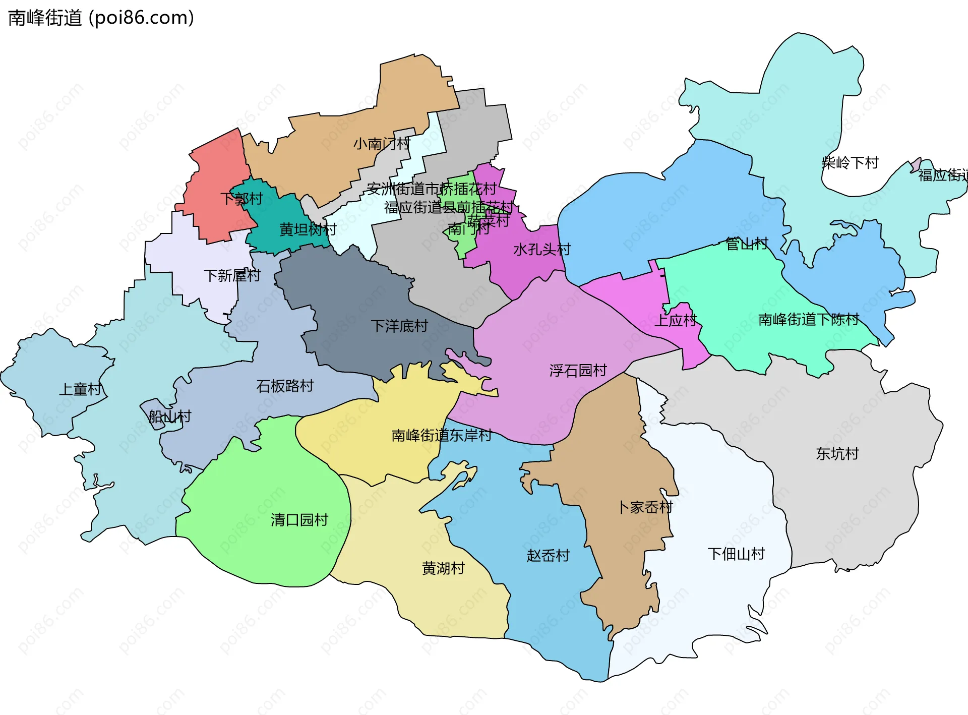 南峰街道边界地图(五级行政区划)