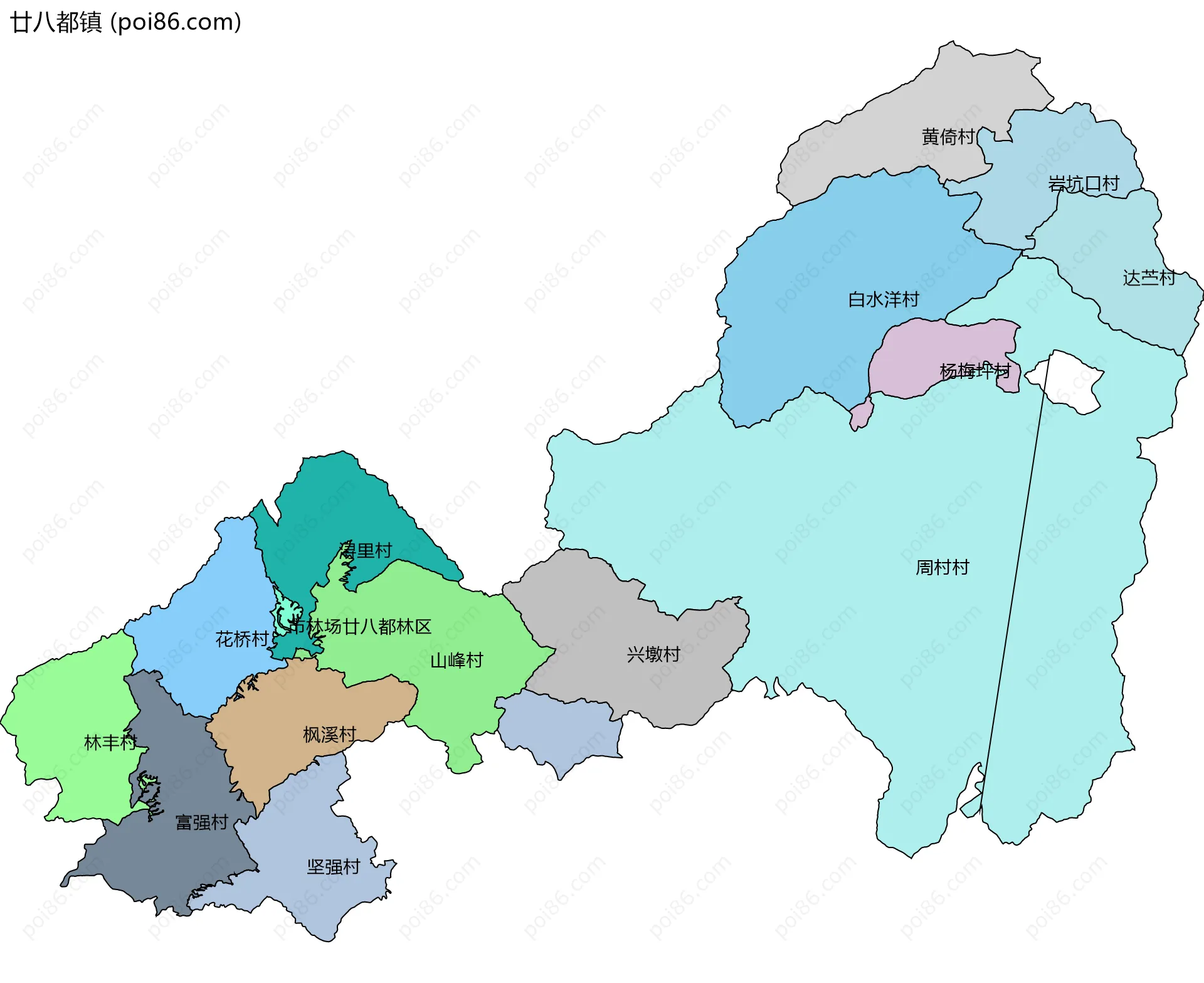 廿八都镇边界地图(五级行政区划)