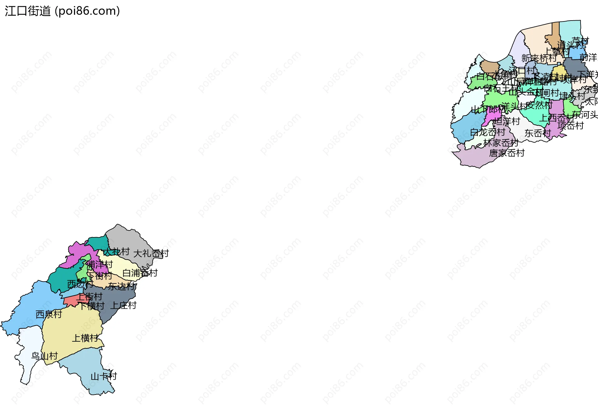 江口街道边界地图(五级行政区划)
