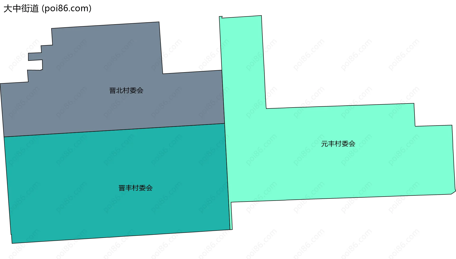 大中街道边界地图(五级行政区划)