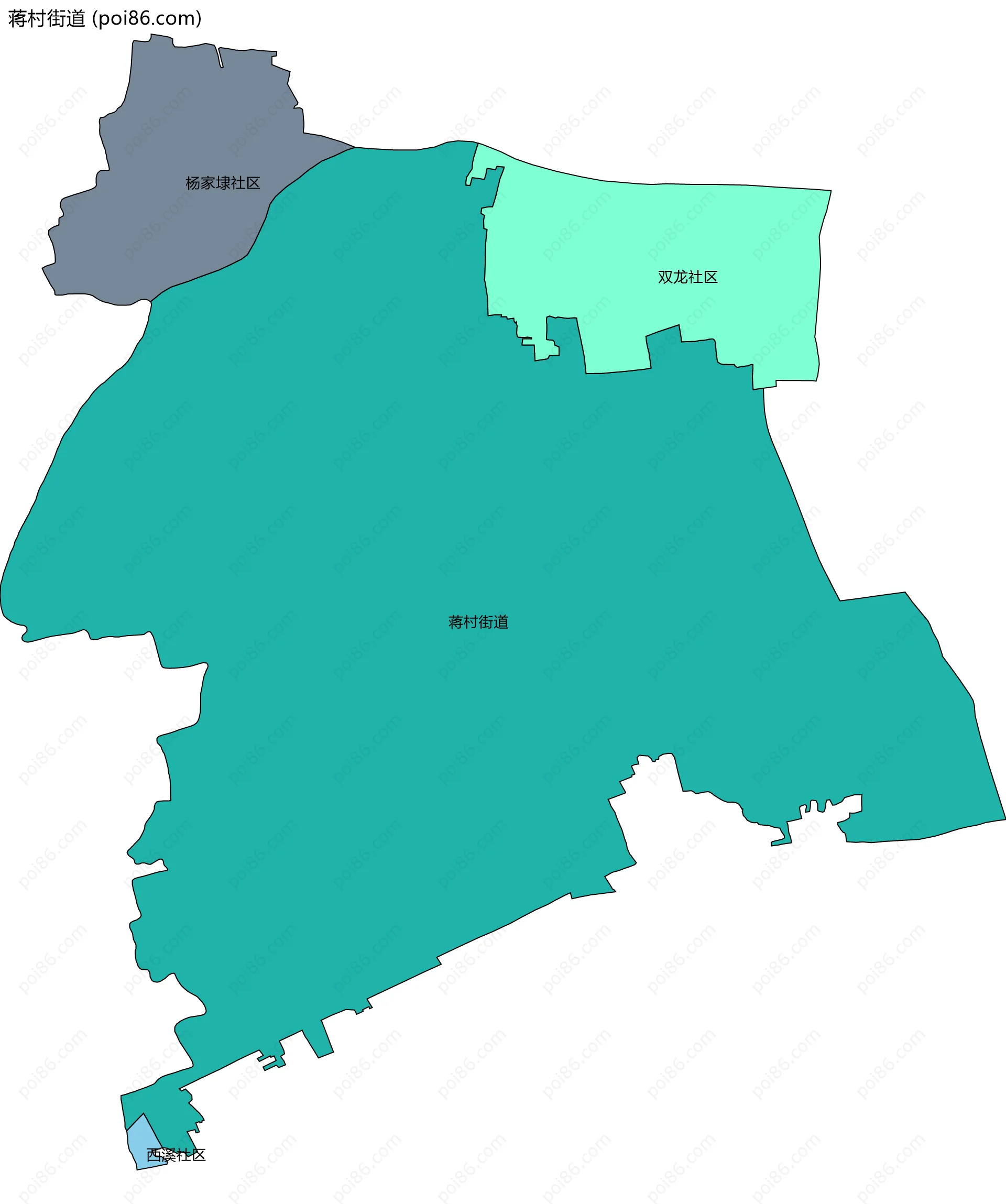 蒋村街道边界地图(五级行政区划)