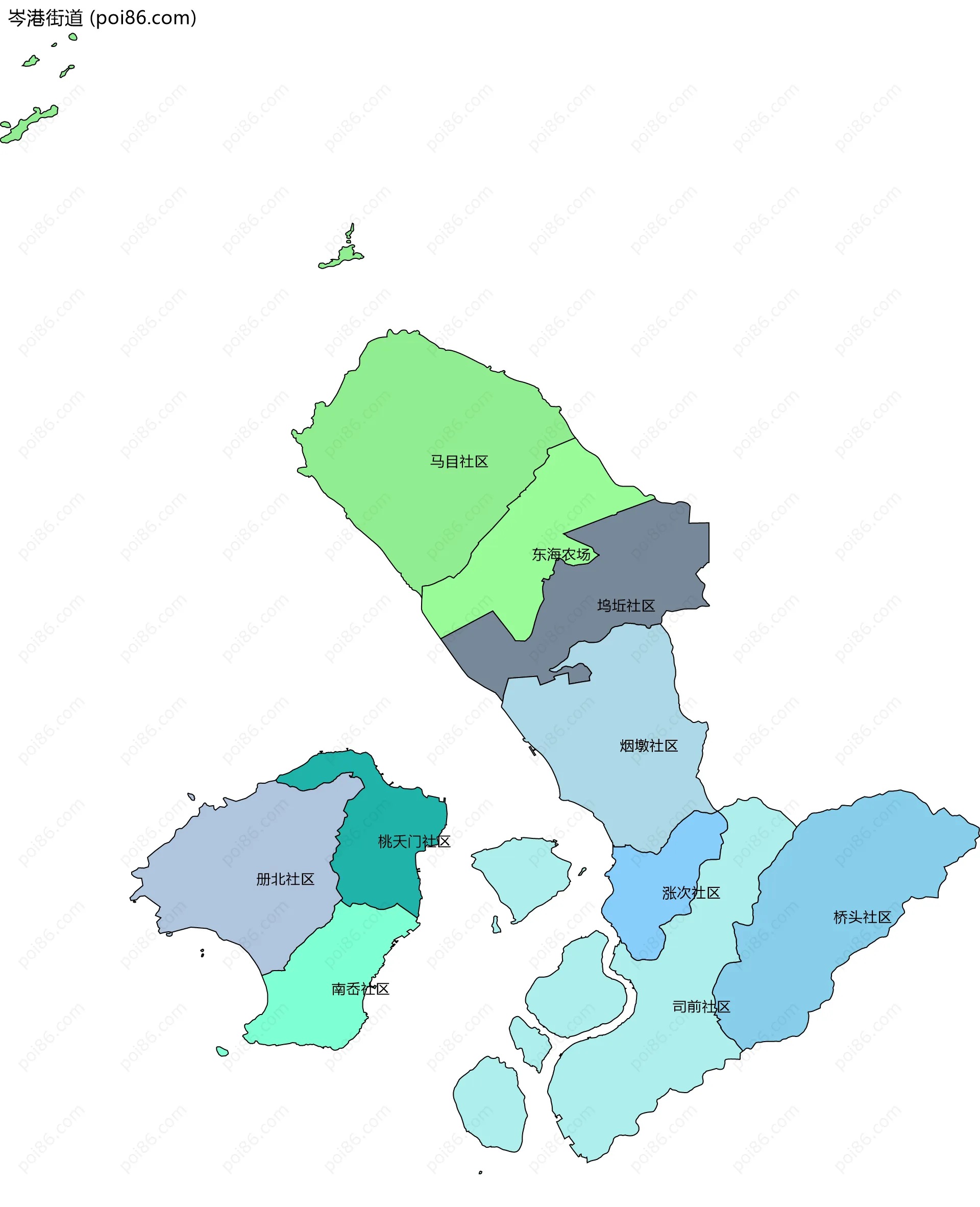 岑港街道边界地图(五级行政区划)