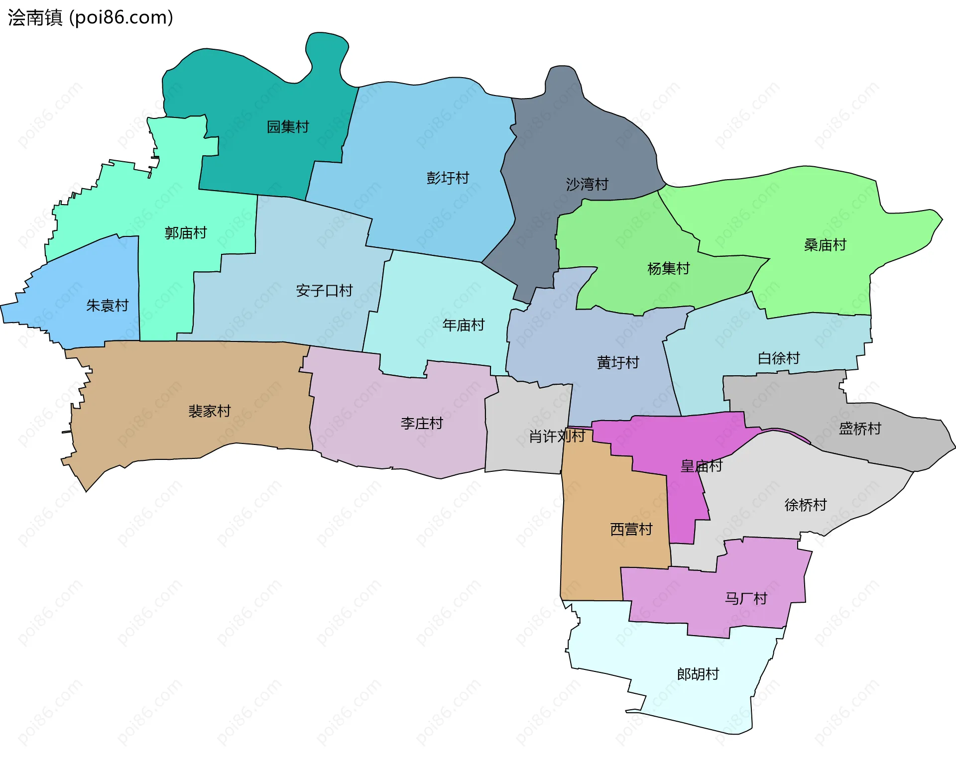 浍南镇边界地图(五级行政区划)