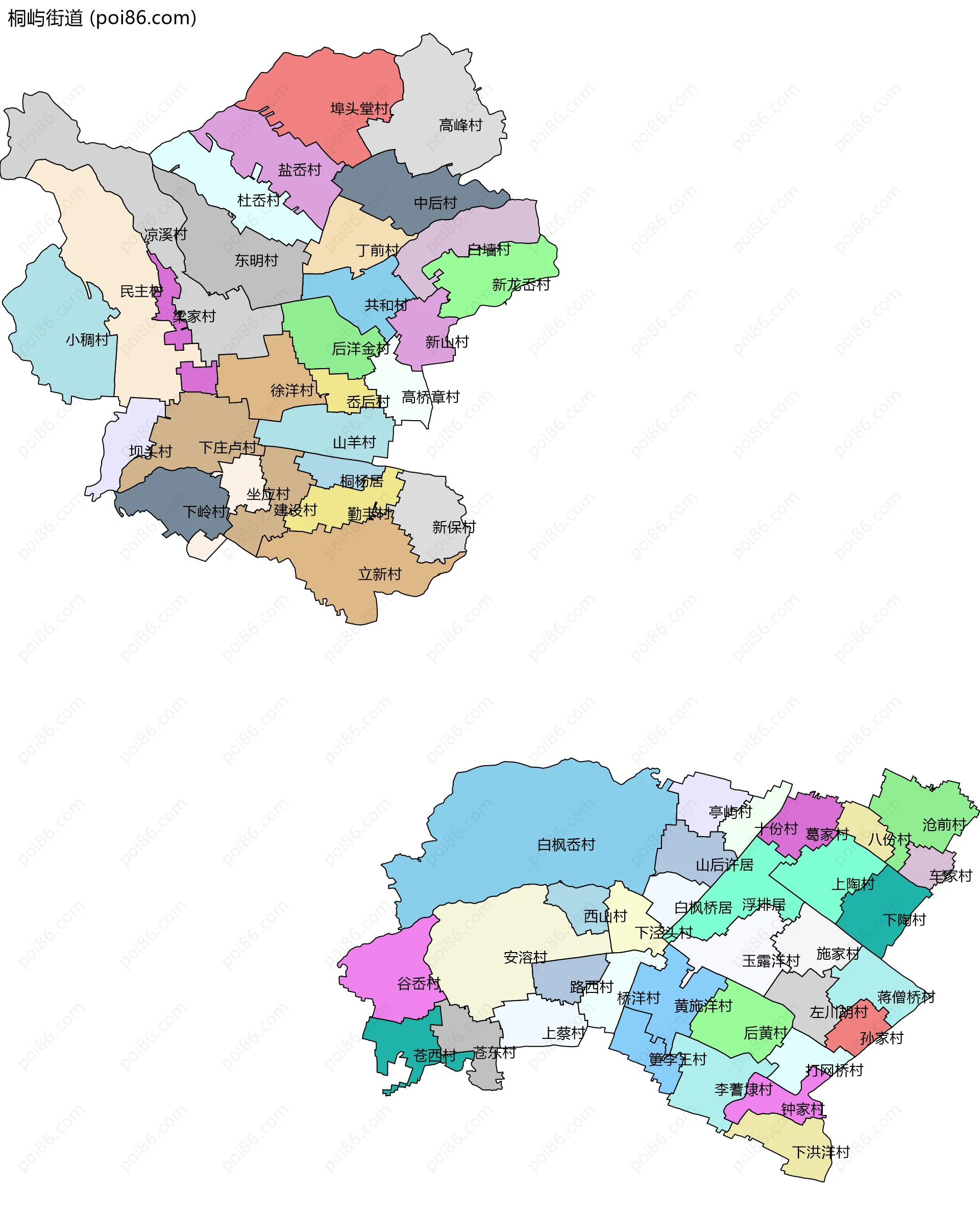 桐屿街道边界地图(五级行政区划)