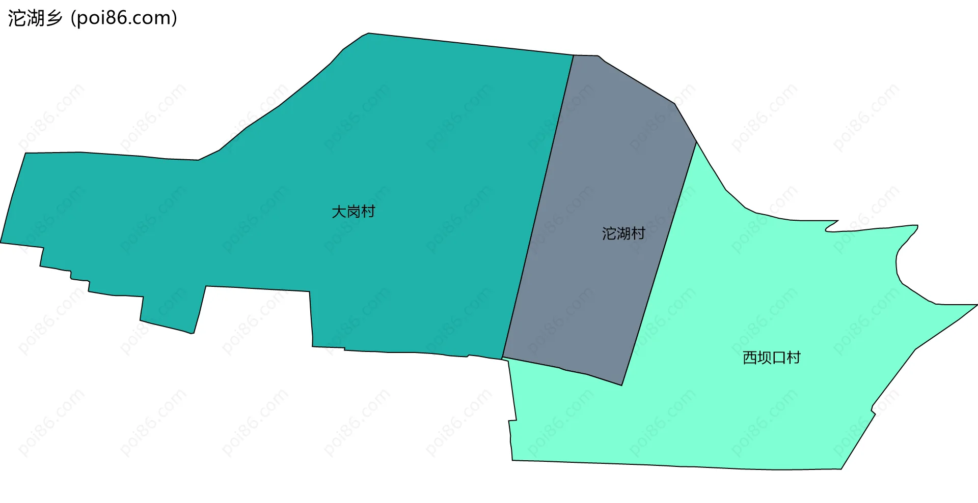 沱湖乡边界地图(五级行政区划)
