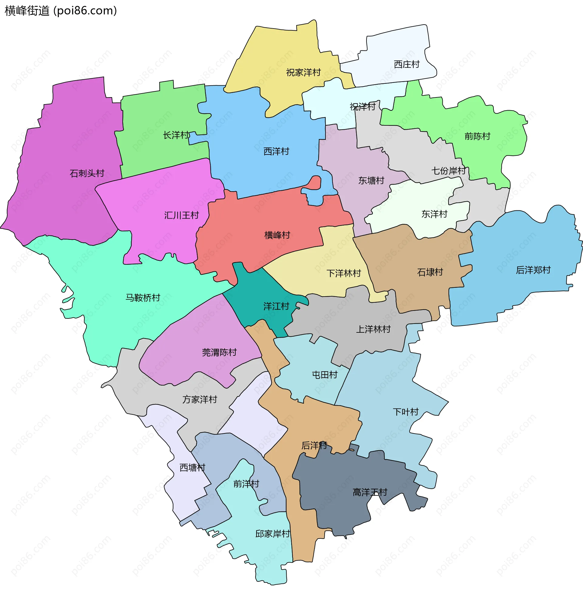 横峰街道边界地图(五级行政区划)