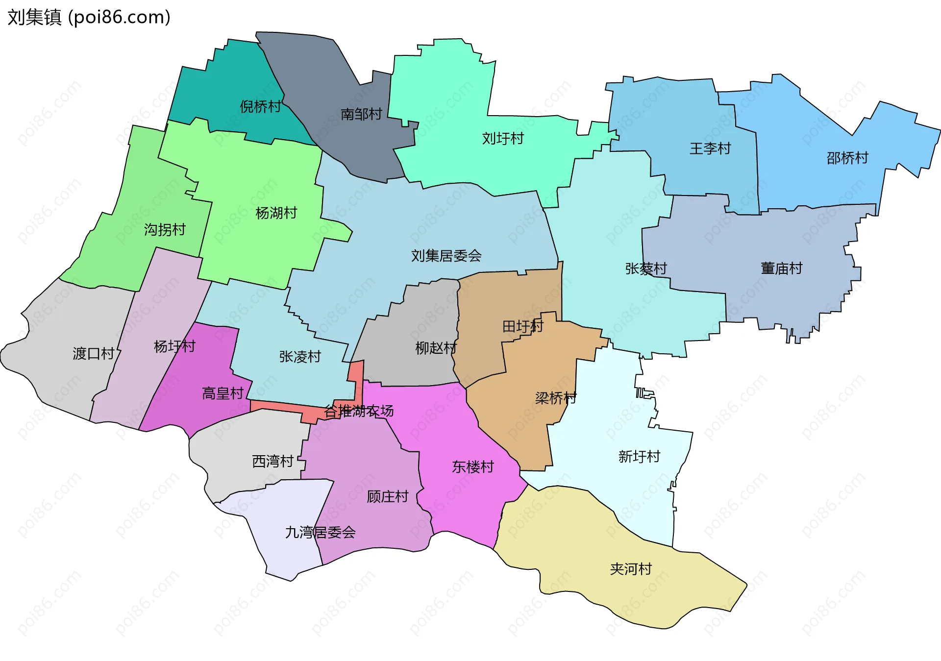 刘集镇边界地图(五级行政区划)