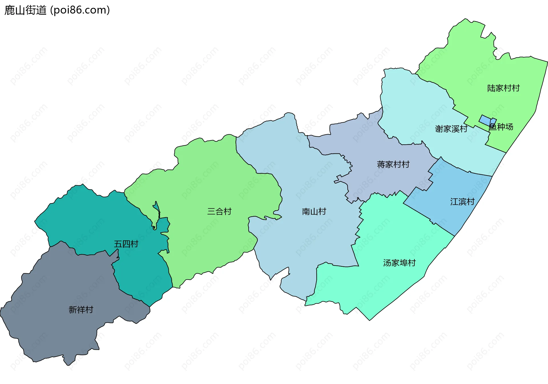 鹿山街道边界地图(五级行政区划)