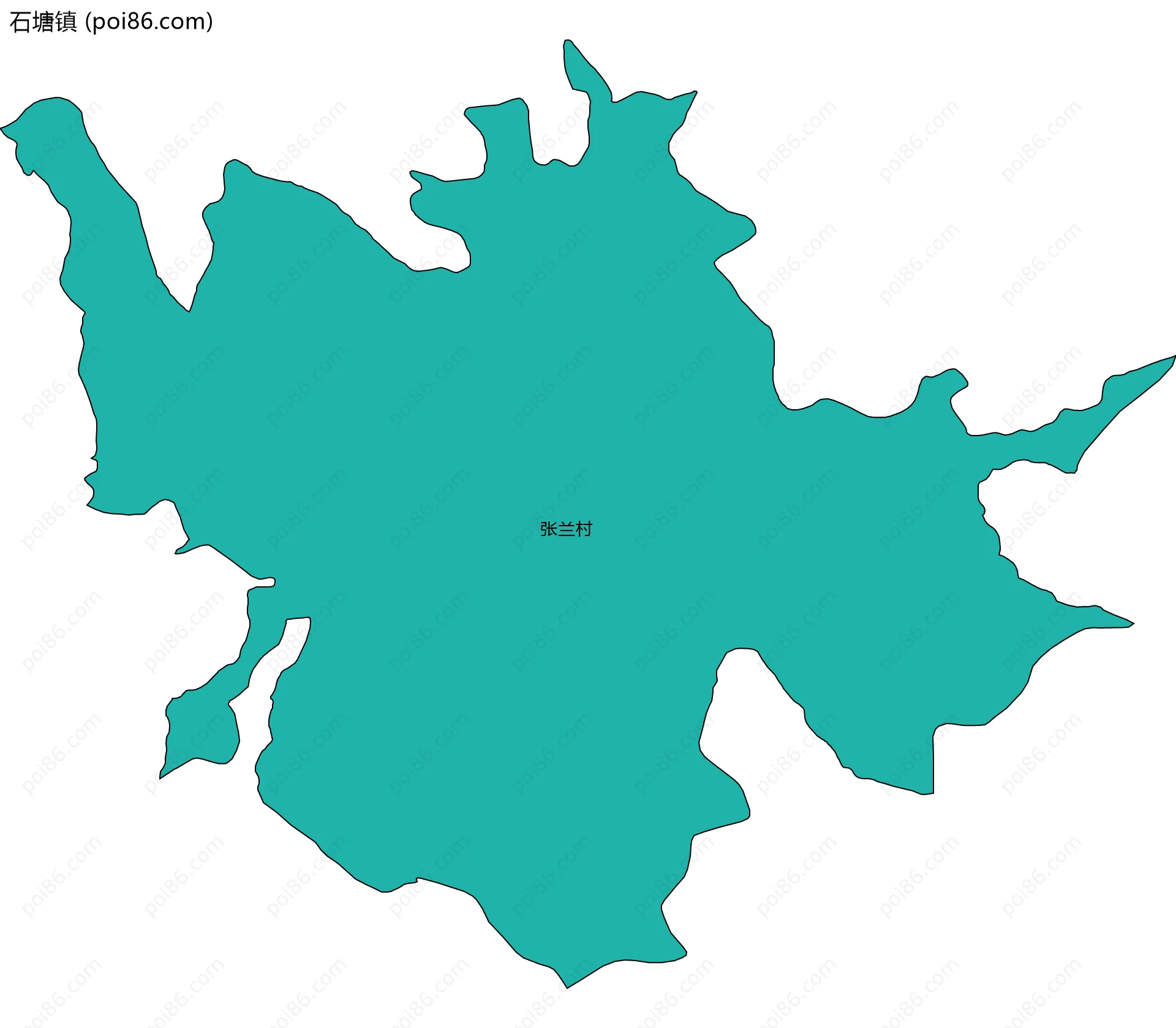 石塘镇边界地图(五级行政区划)