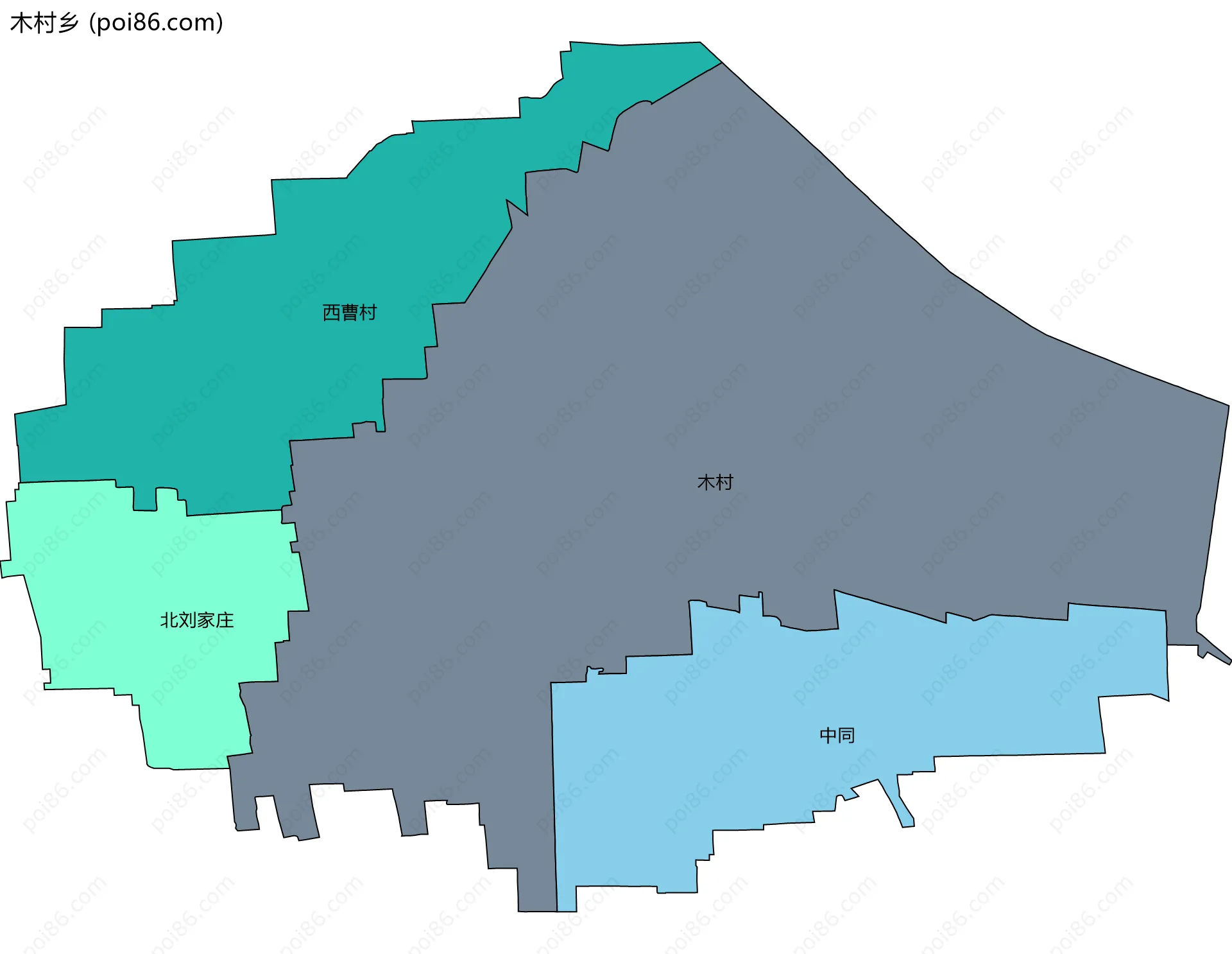 木村乡边界地图(五级行政区划)
