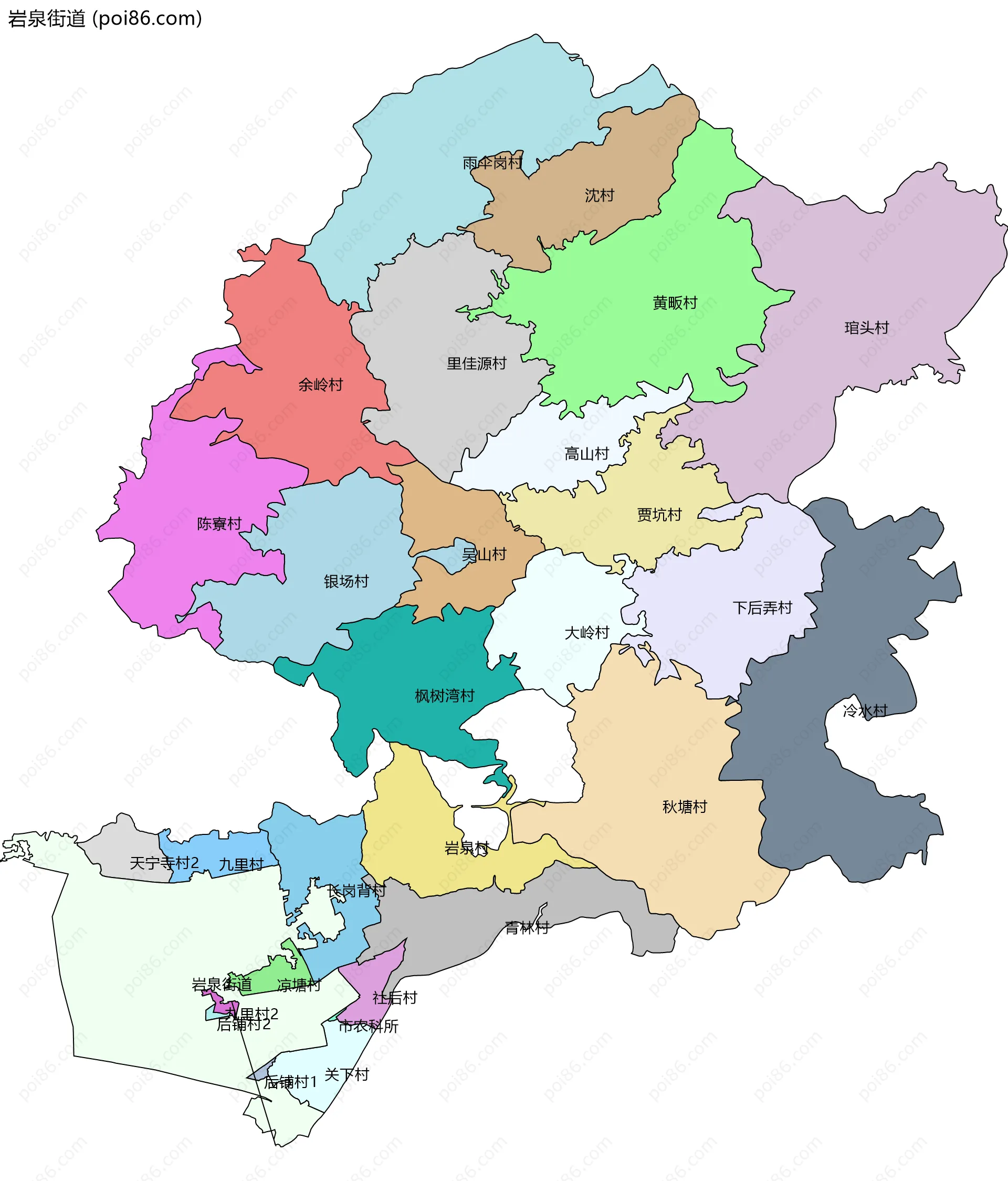 岩泉街道边界地图(五级行政区划)