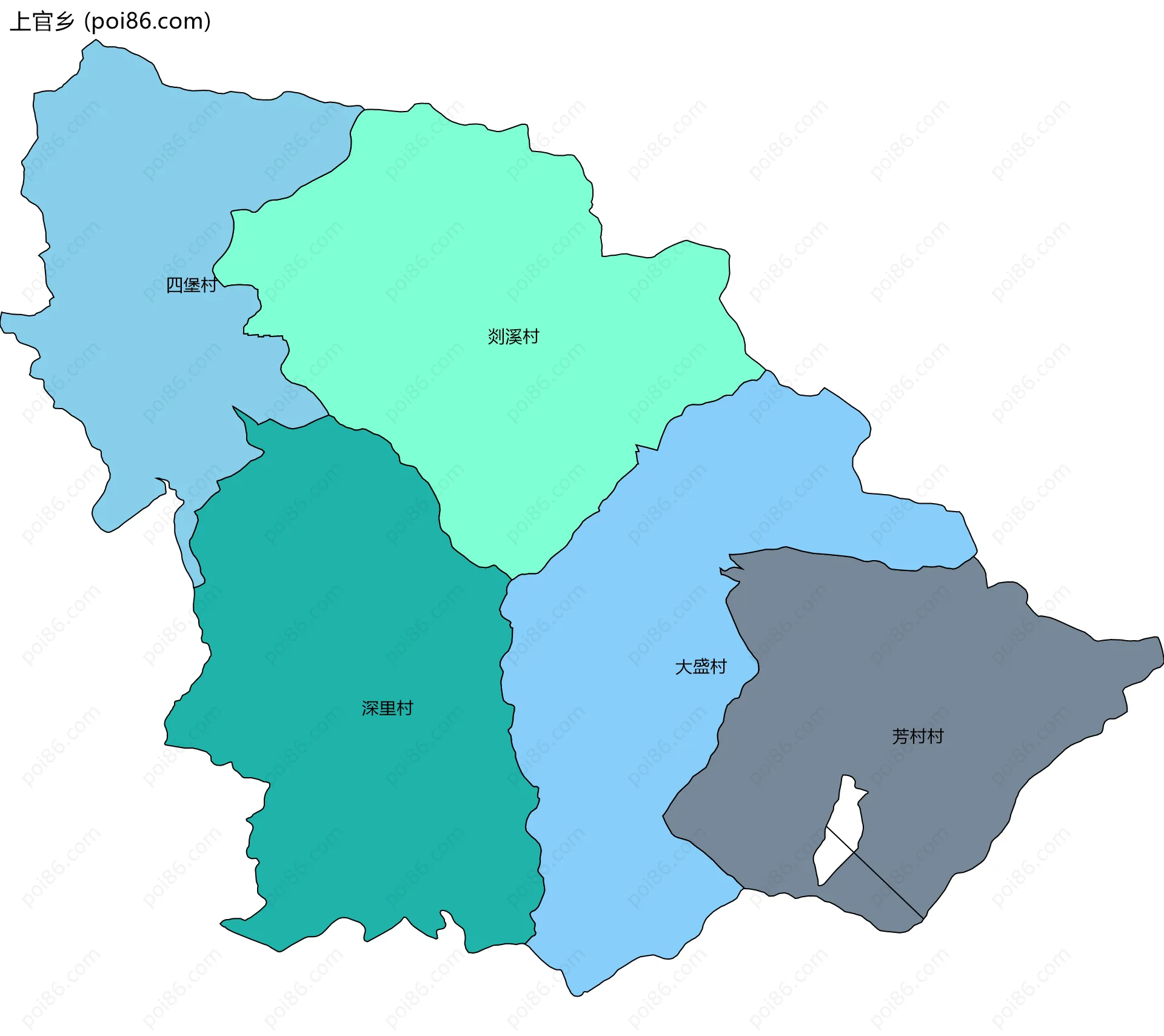 上官乡边界地图(五级行政区划)